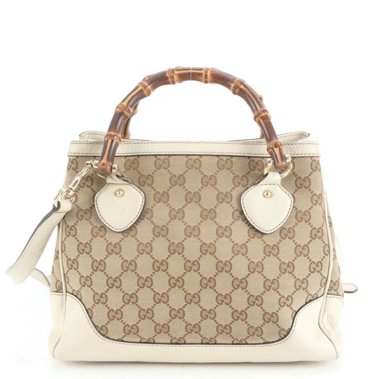 Gucci Beige Leather Canvas Shoulder Bag ( )
