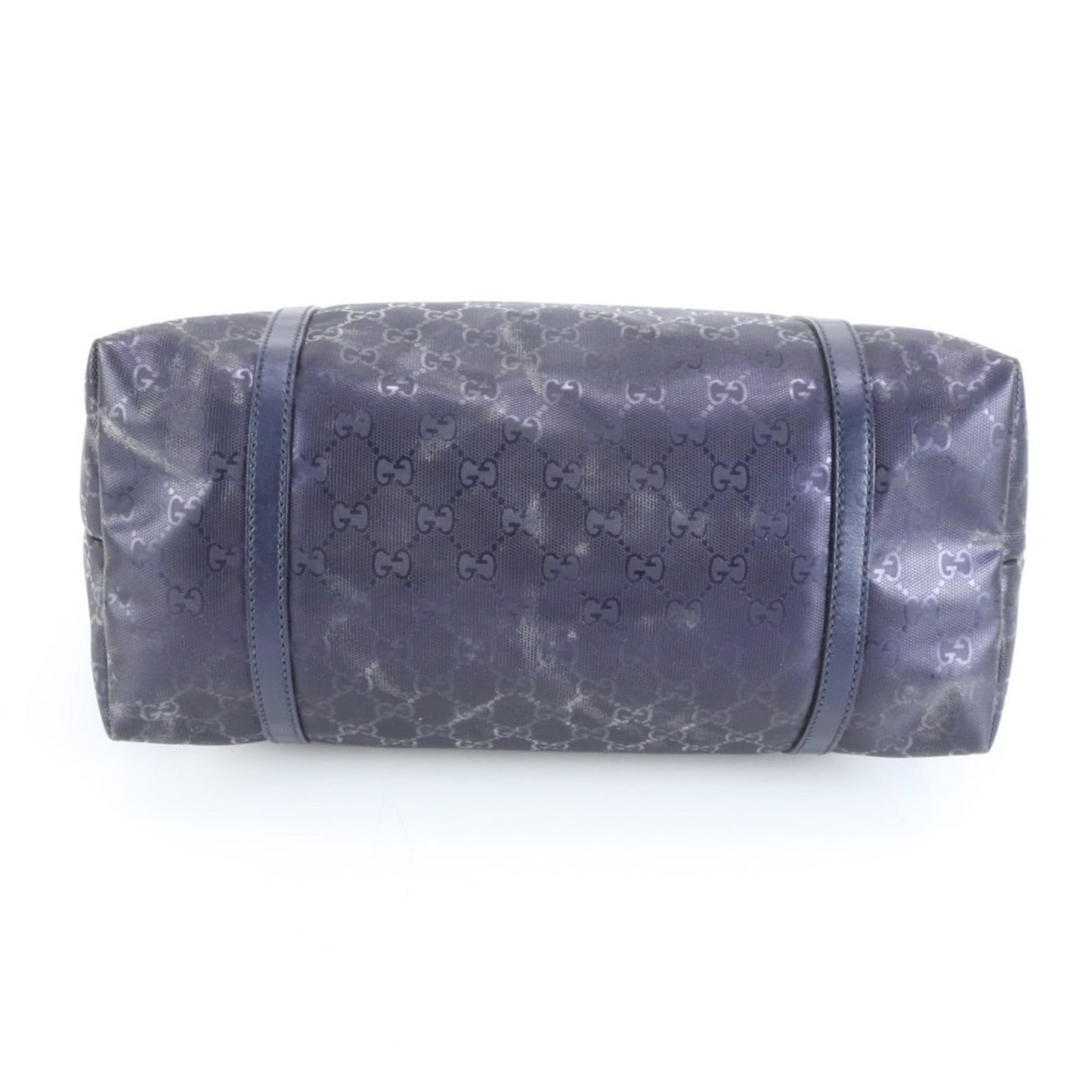 Gucci Navy Leather Coated Canvas Tote Bag ( )
