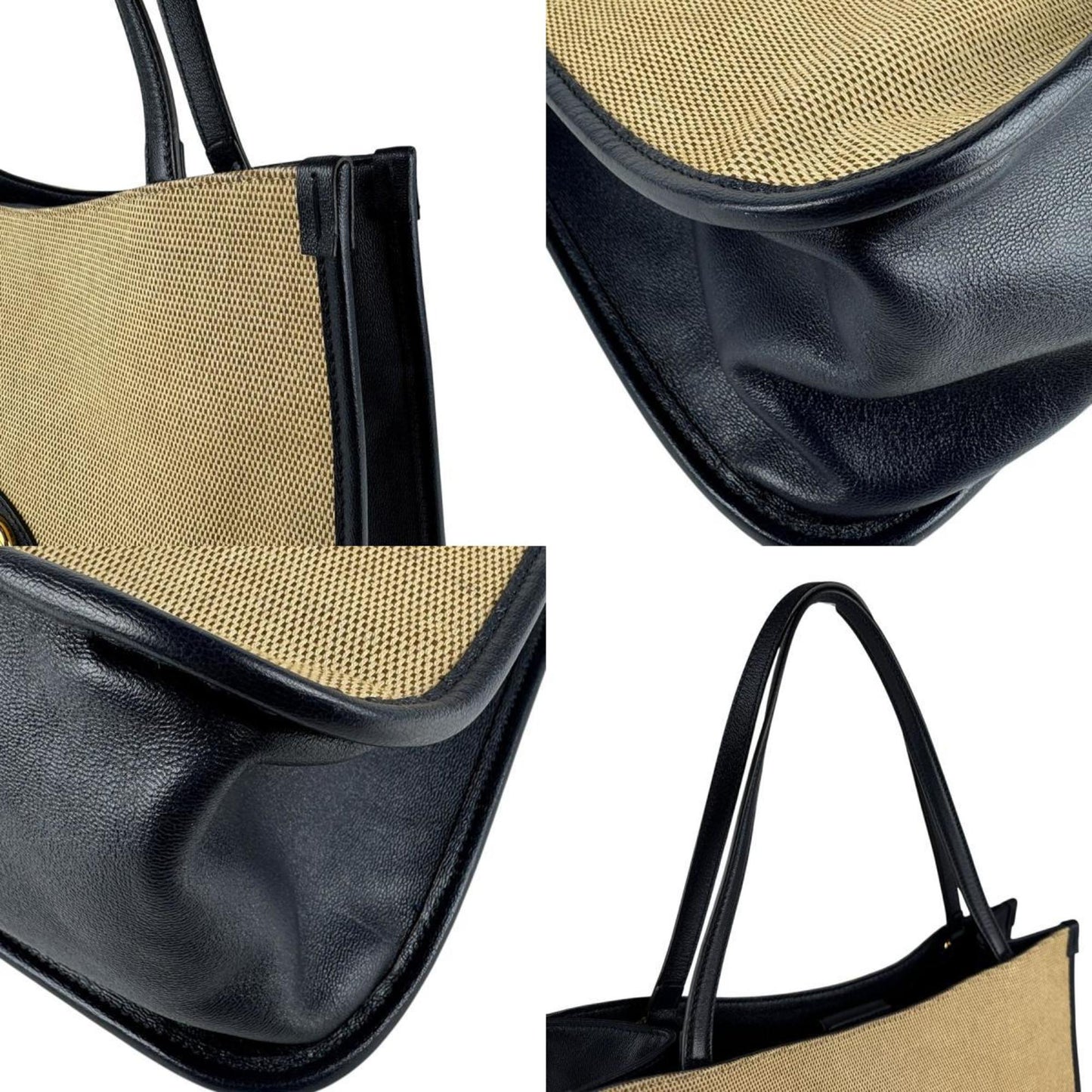 Gucci Navy Canvas Leather Shoulder Bag ( )
