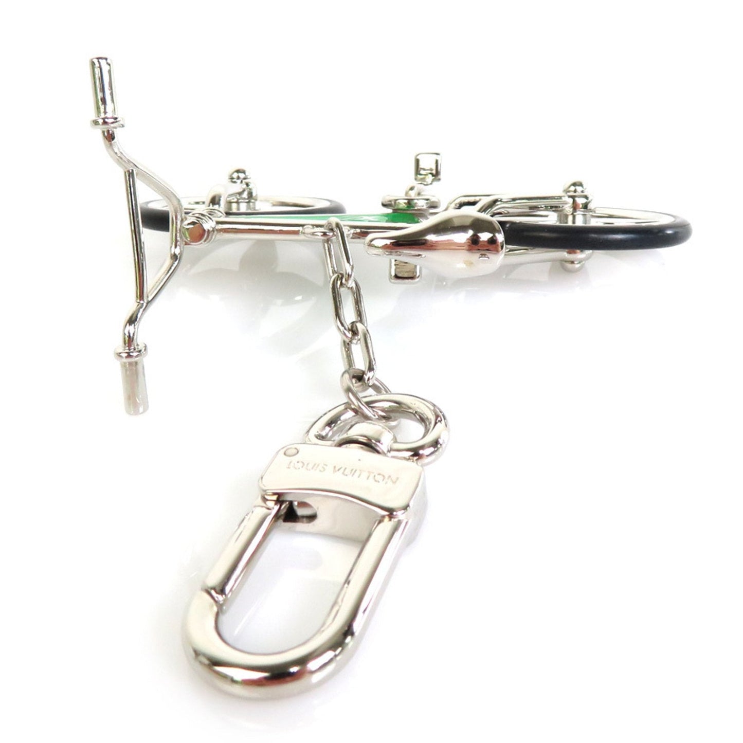 LOUIS VUITTON Charm Keychain Bijou Sac Bike Metal Silver x Green Unisex M77148