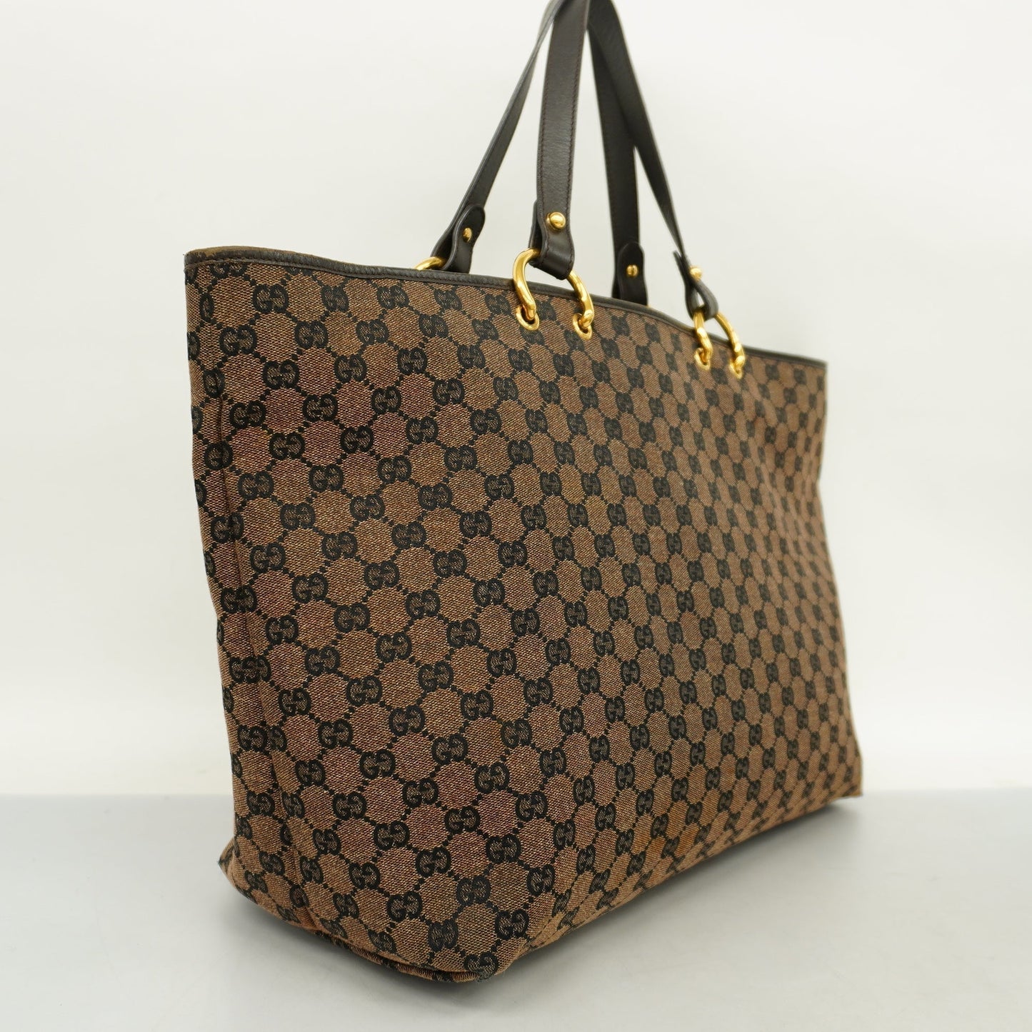 GUCCI Auth  GG Canvas 130736 Women's GG Canvas Tote Bag Brown