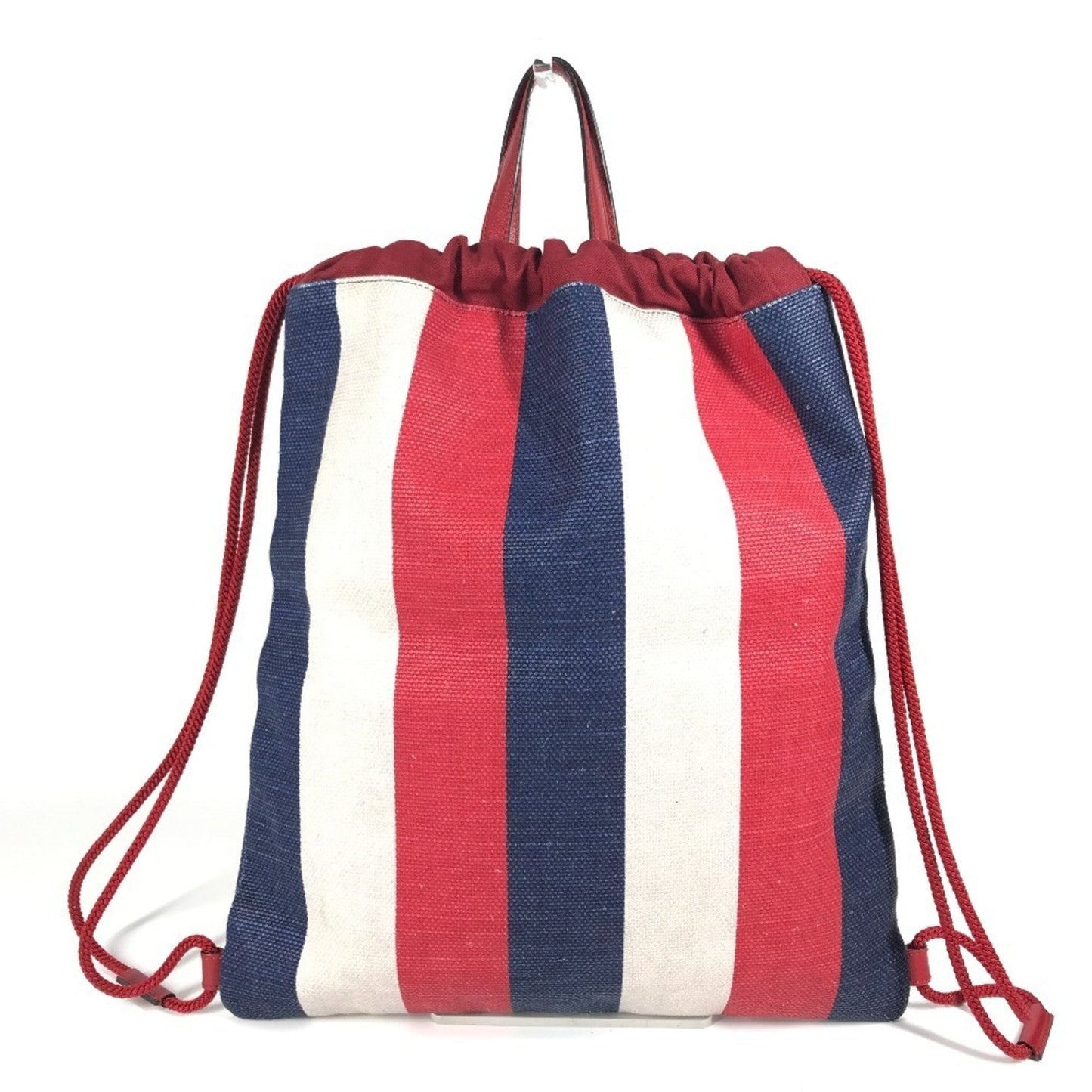 Gucci Navy Red Color White Leather Canvas Backpack Handbag Tote Bag ( )
