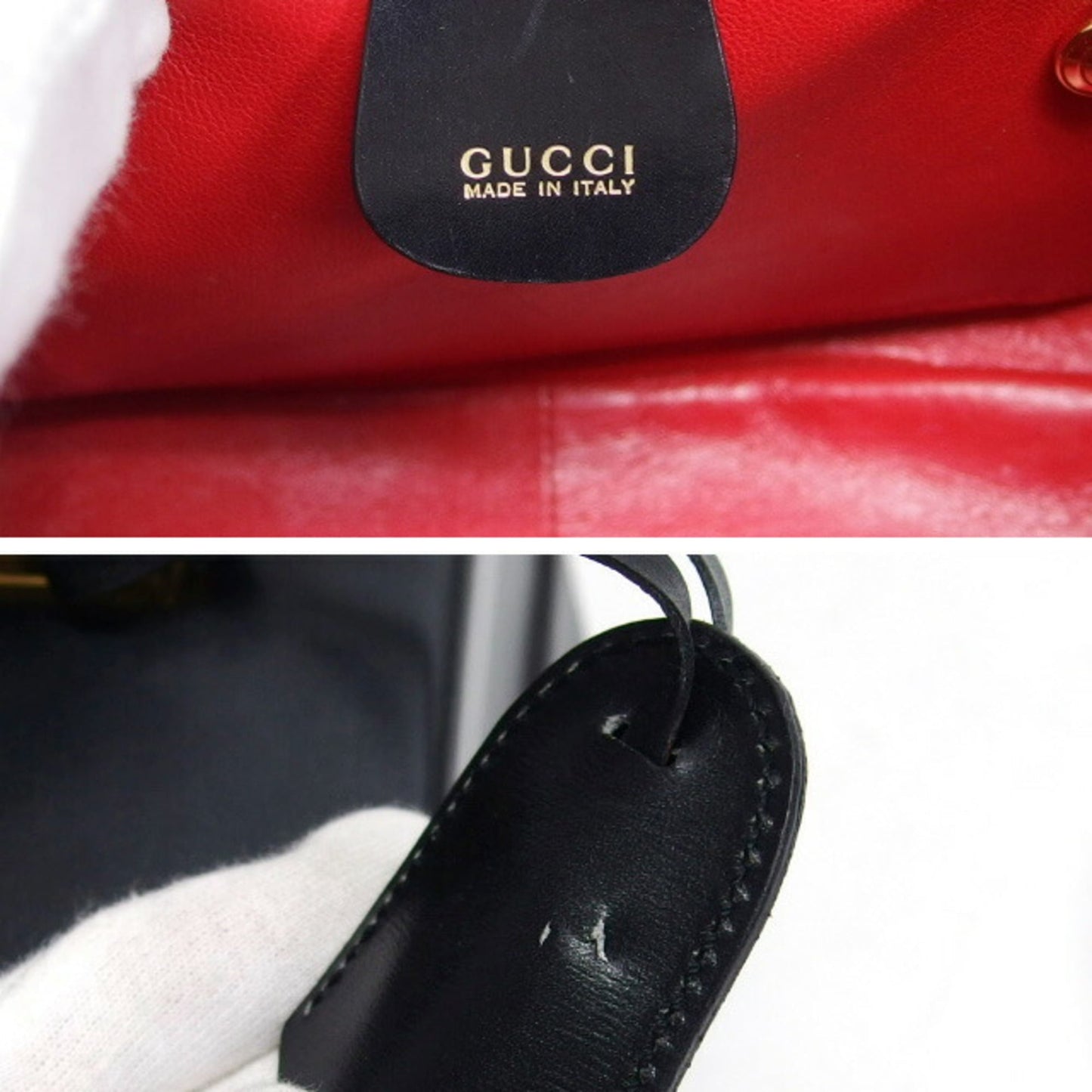 Gucci Black Leather Handbag Vanity Bag ( )
