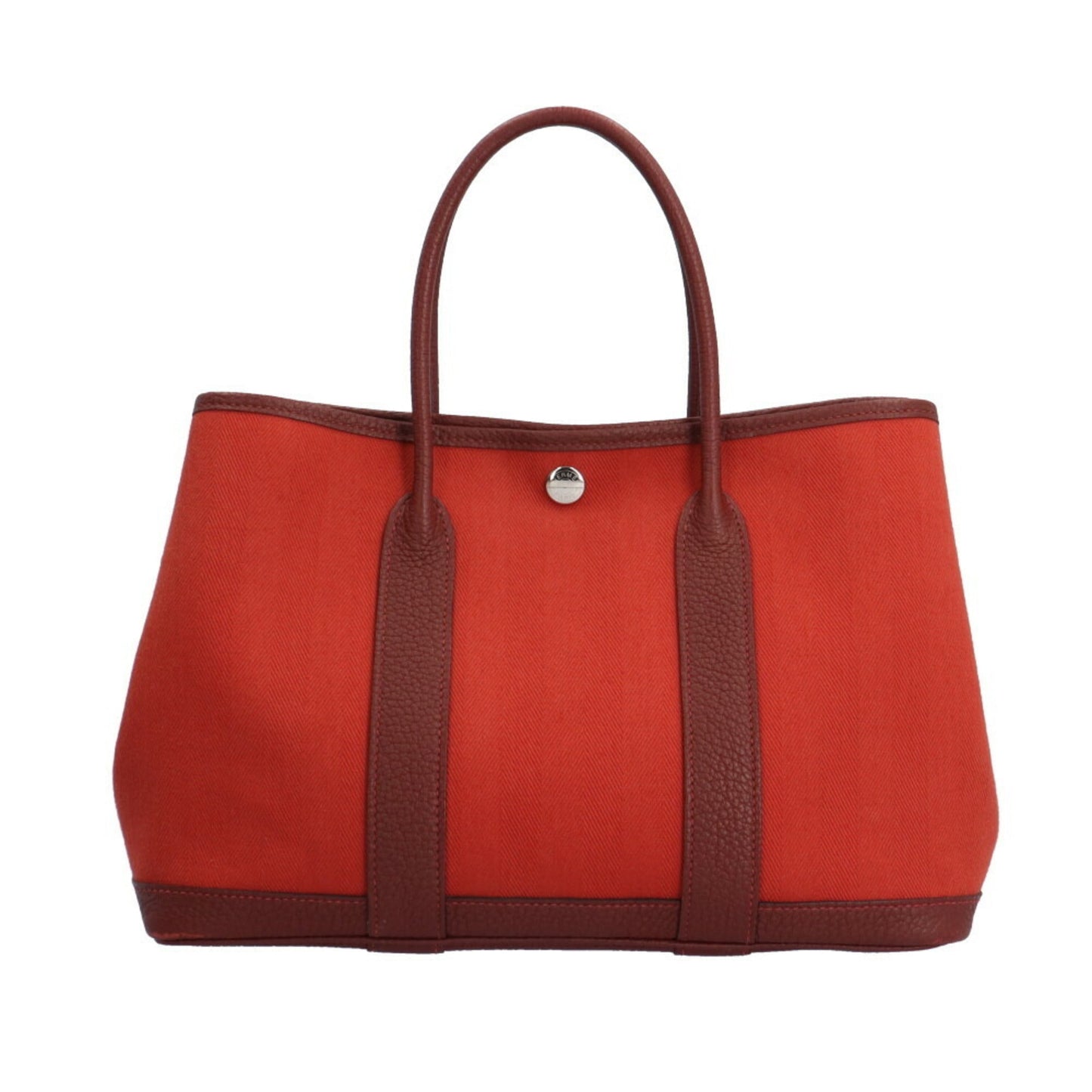 Hermes Red Color Toile Chevron Negonda Leather Handbag ( )