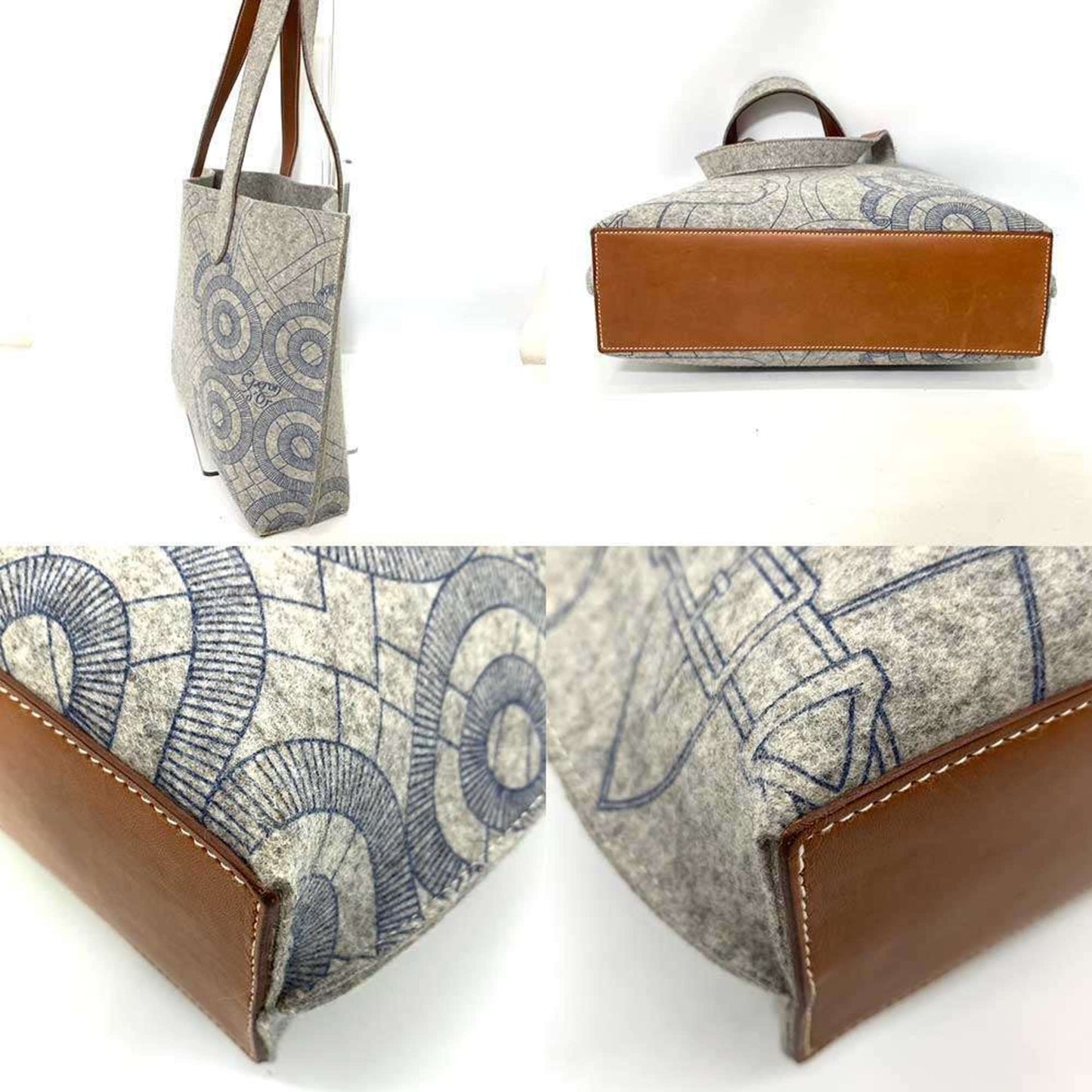 Hermes Karimi Gray Felt Leather Tote Bag ( )