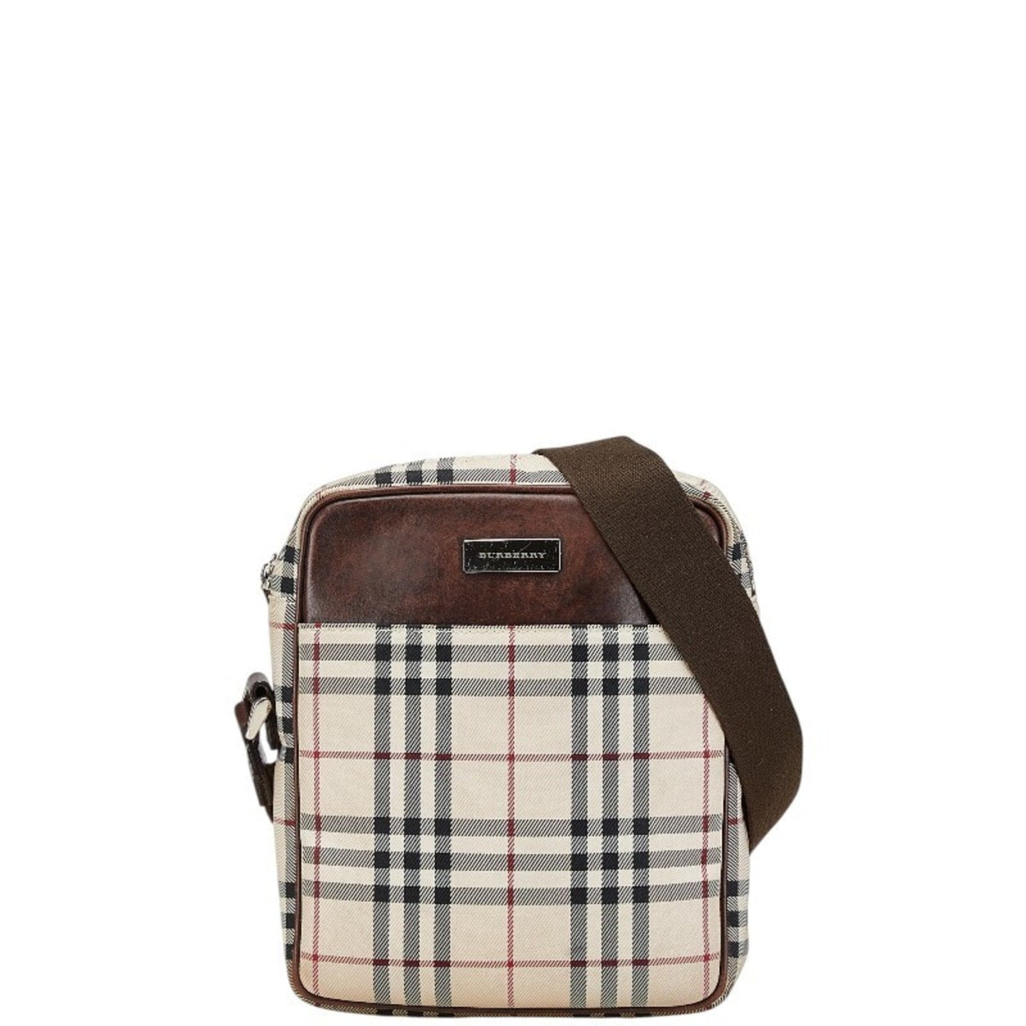 Burberry Beige Brown Canvas Leather Shoulder Bag ( )