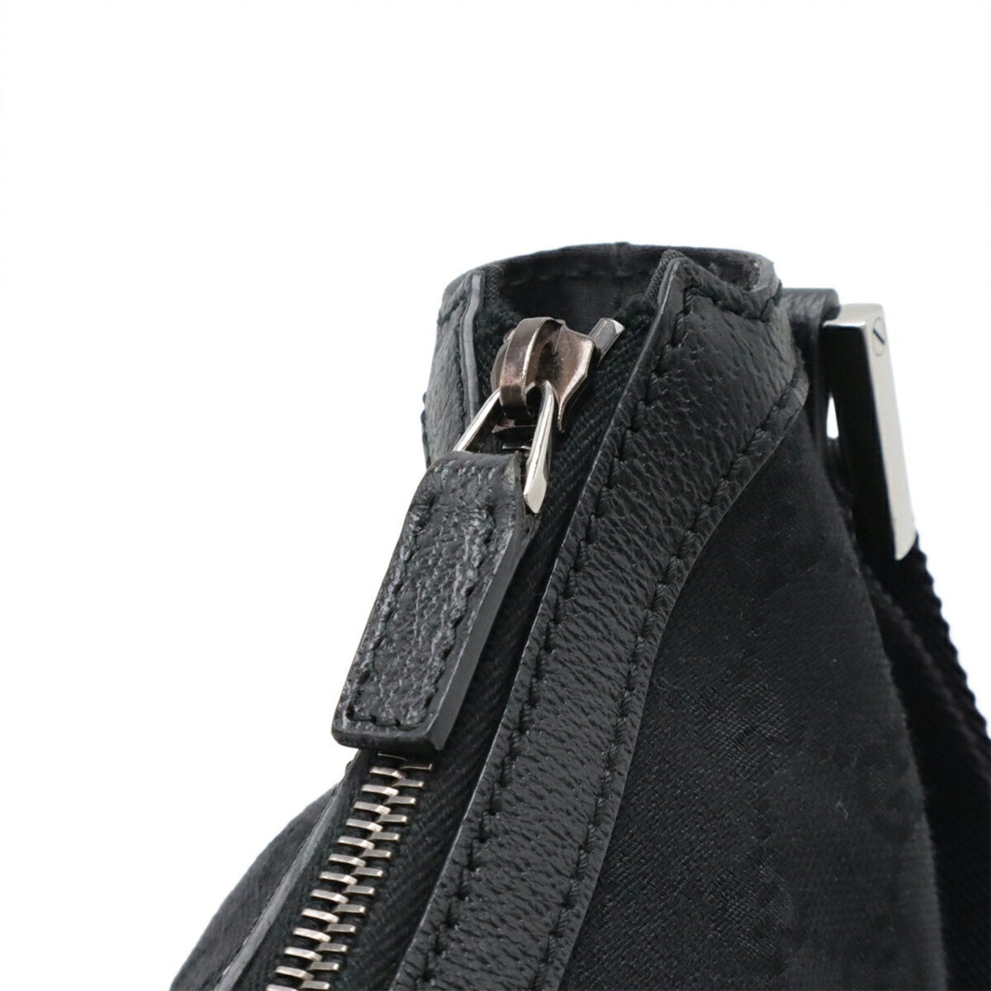 Gucci Black Gg Canvas Leather Shoulder Bag ( )