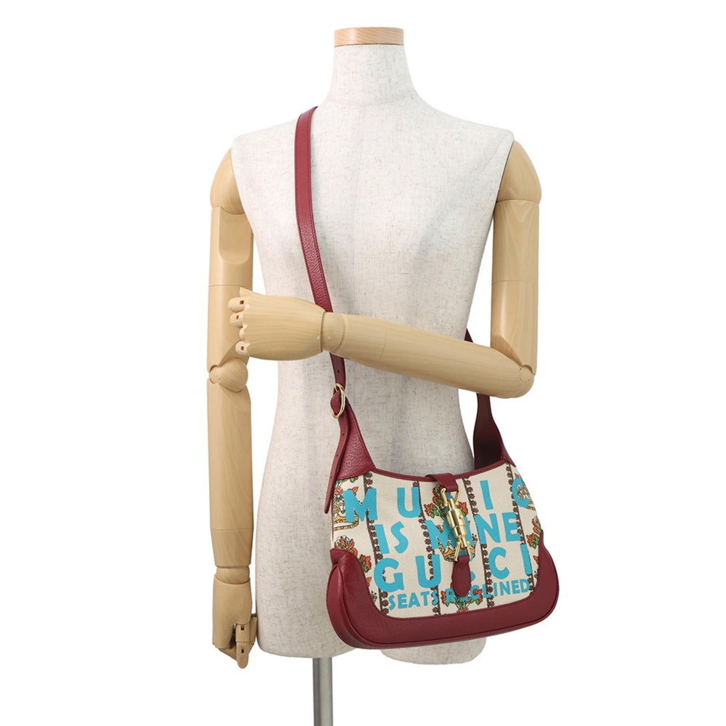 Gucci Ivory Red Color Canvas Leather Handbag Shoulder Bag ( )