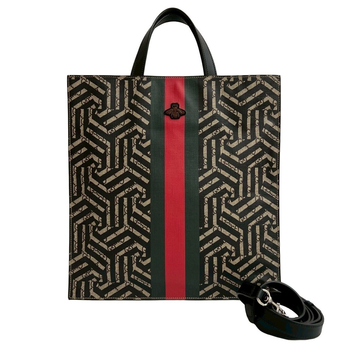 Gucci Black Brown Green Red Color Pvc Leather Handbag Shoulder Bag Tote Bag ( )