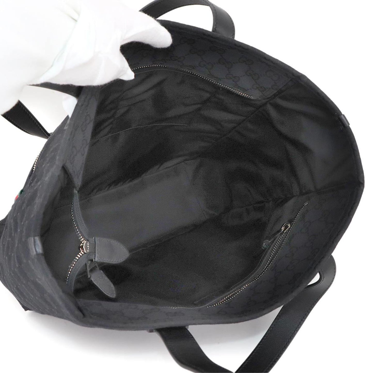 Gucci Black Gg Canvas Leather Tote Bag ( )