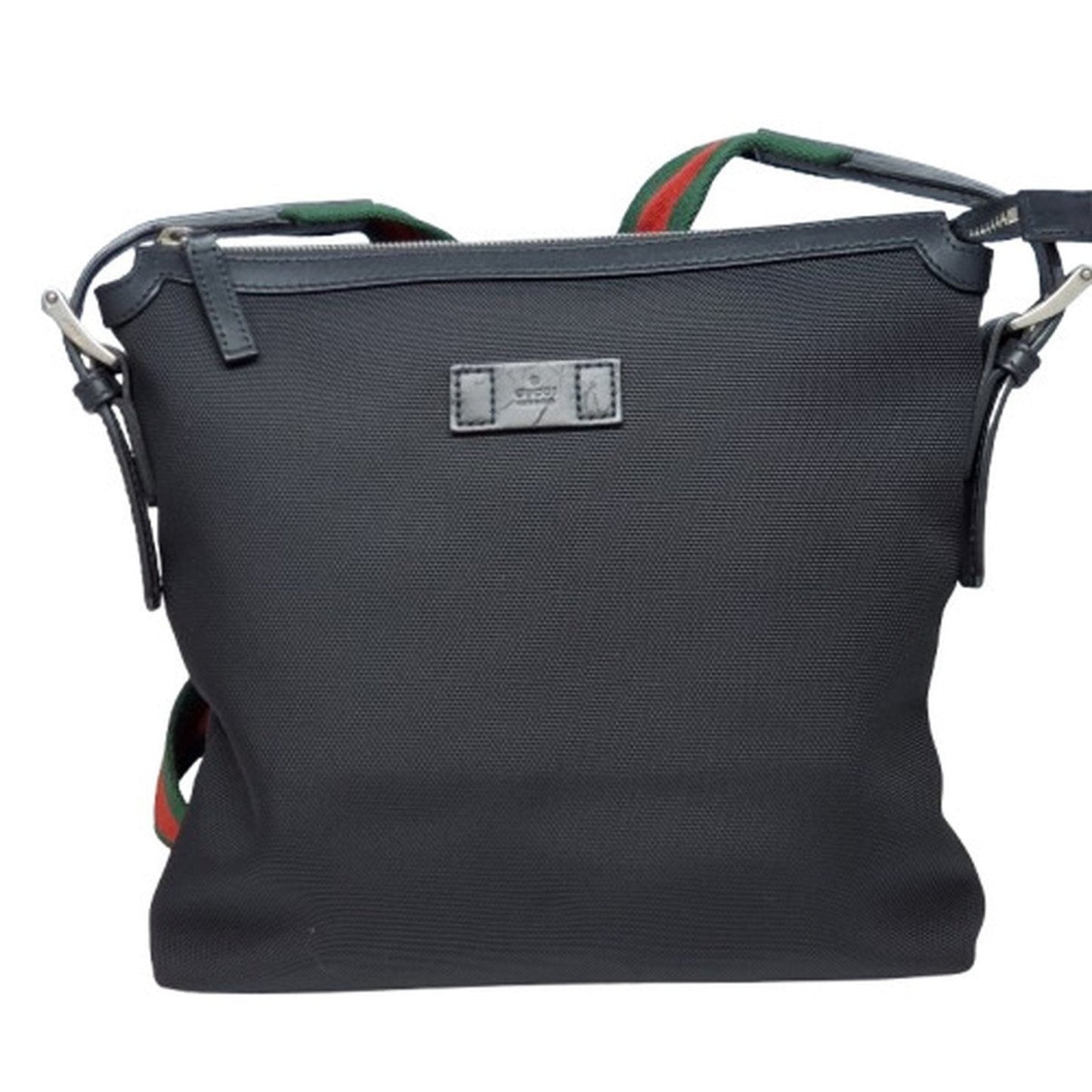 Gucci Sherry Line Black Canvas Leather Shoulder Bag ( )