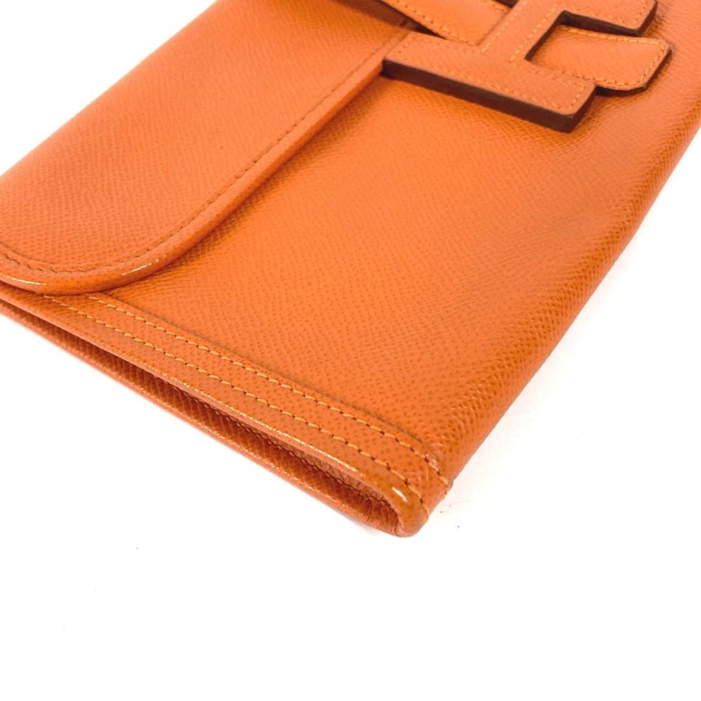 Hermes Jige Orange Epsom Leather Clutch Bag ( )