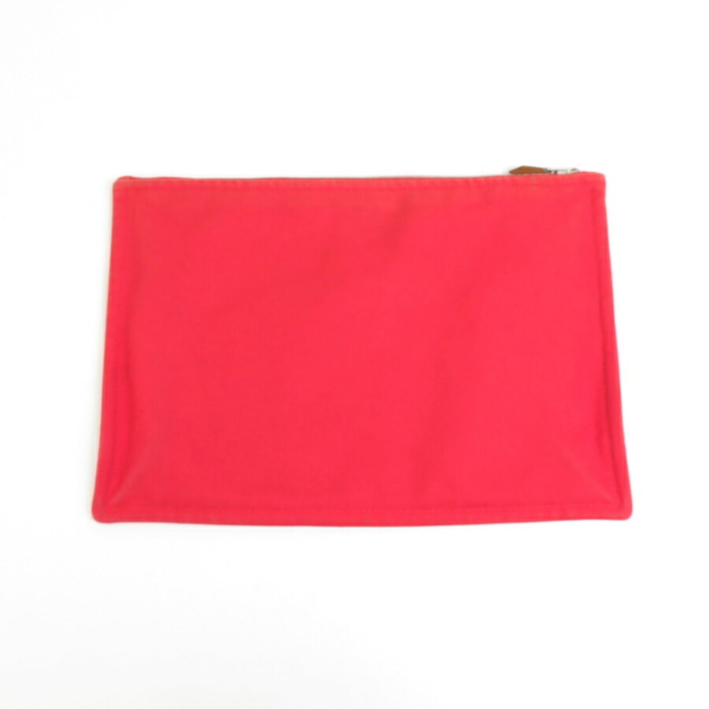 Hermes Red Color Silver Cotton Metal Pouch ( )