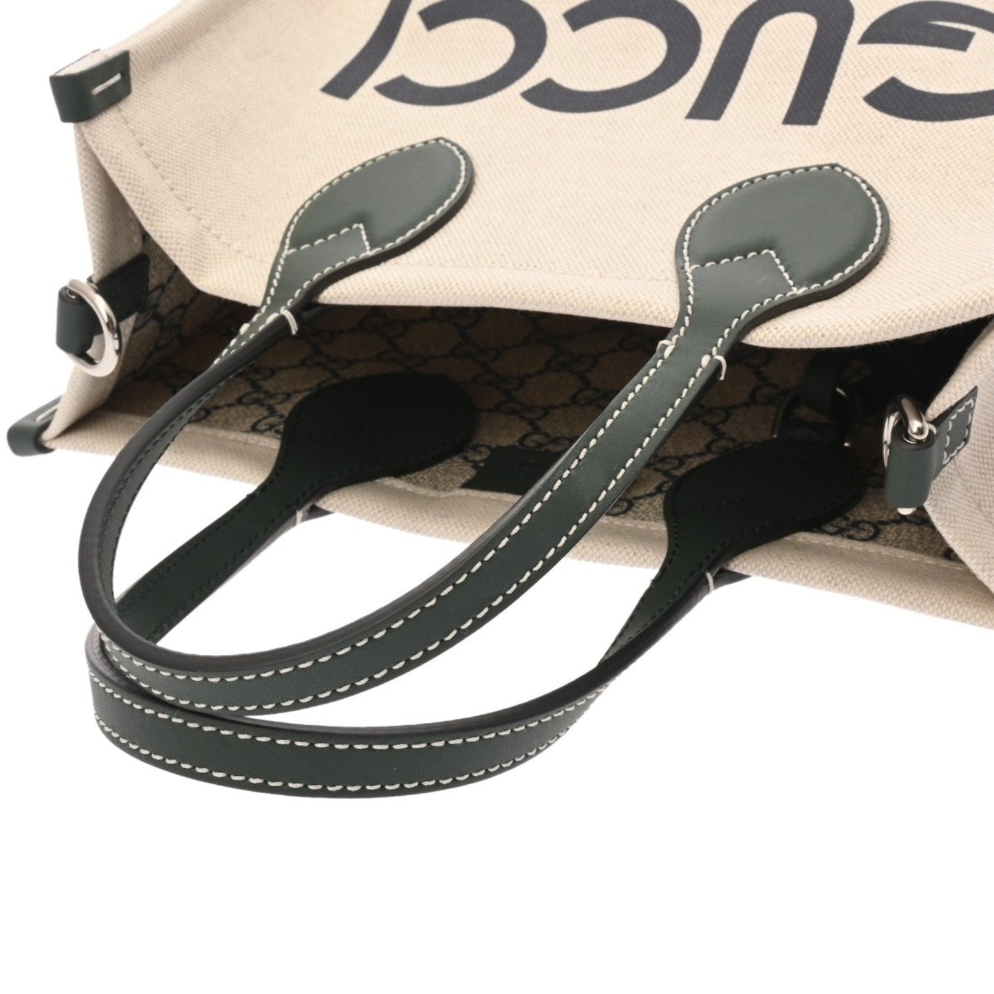Gucci Beige Canvas Leather Handbag ( )