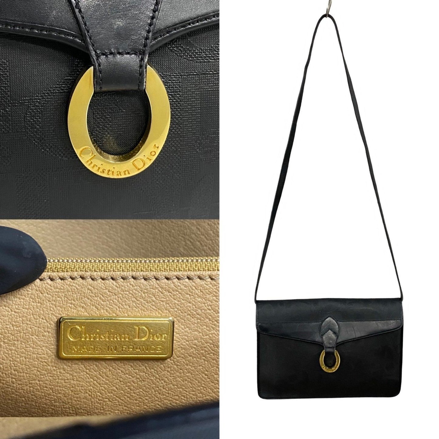 Christian Dior Black Leather Pvc Pochette Shoulder Bag ()