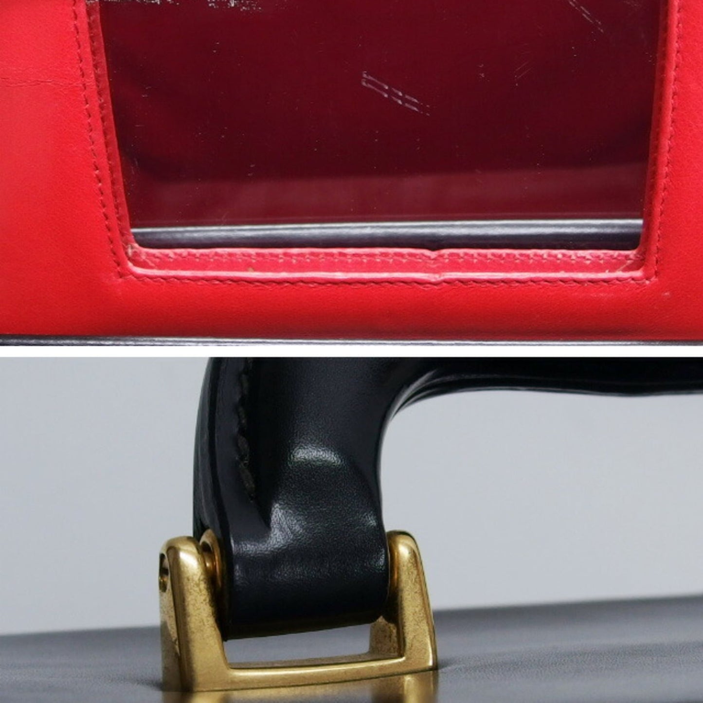 Gucci Black Leather Handbag Vanity Bag ( )