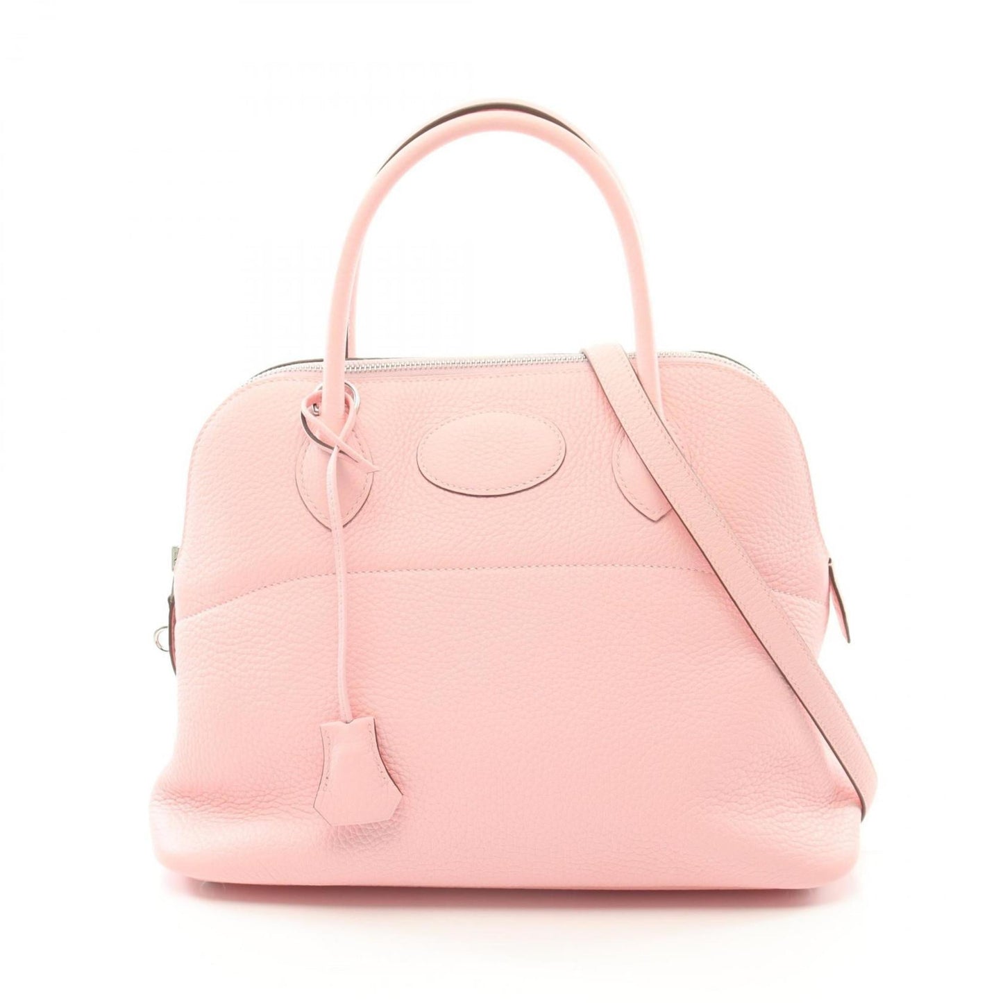 Hermes Pink Rose Sakura White Taurillon Clemence Leather Handbag ( )