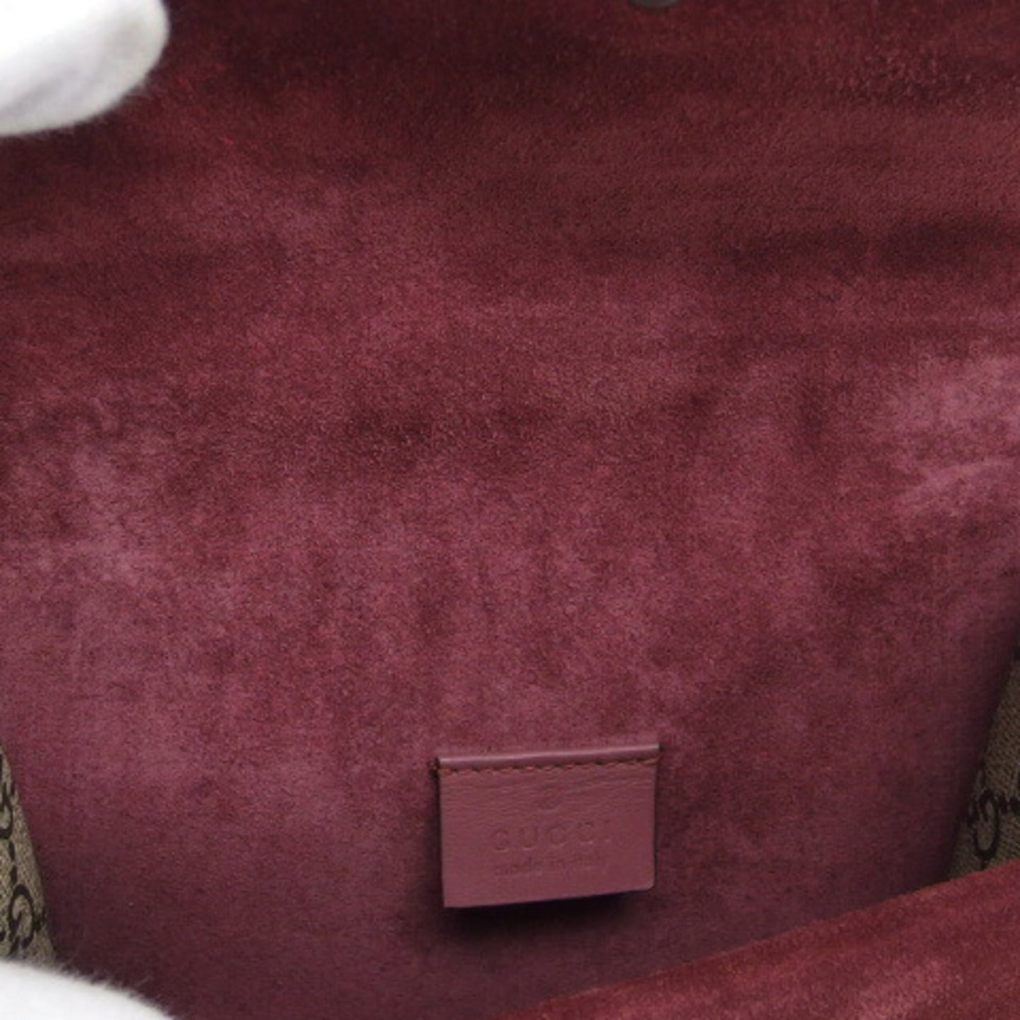 Gucci Beige Bordeaux Pink Coated Canvas Suede Shoulder Bag ( )
