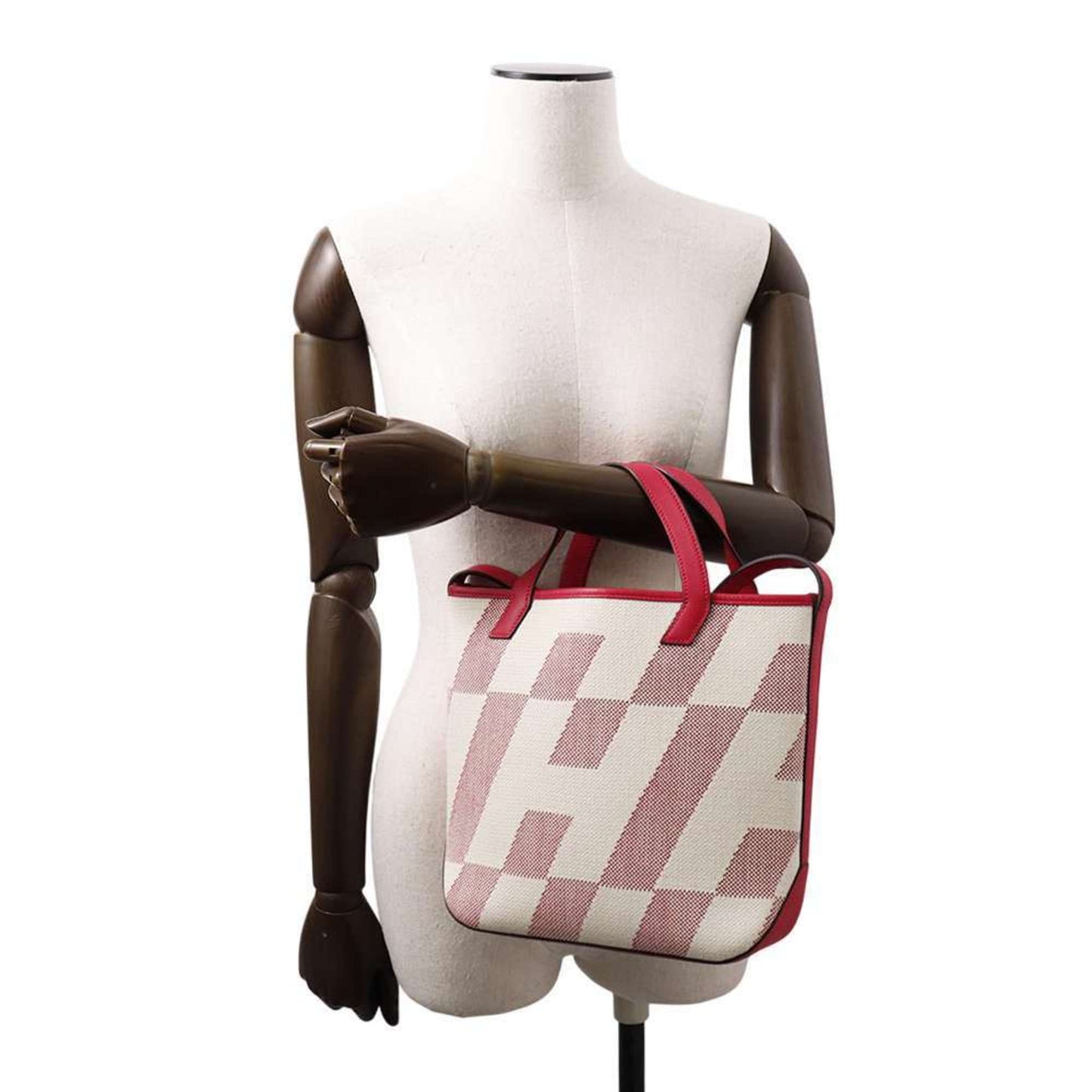 Hermes Kara Swift Leather Toile H Handbag Tote Bag ( )