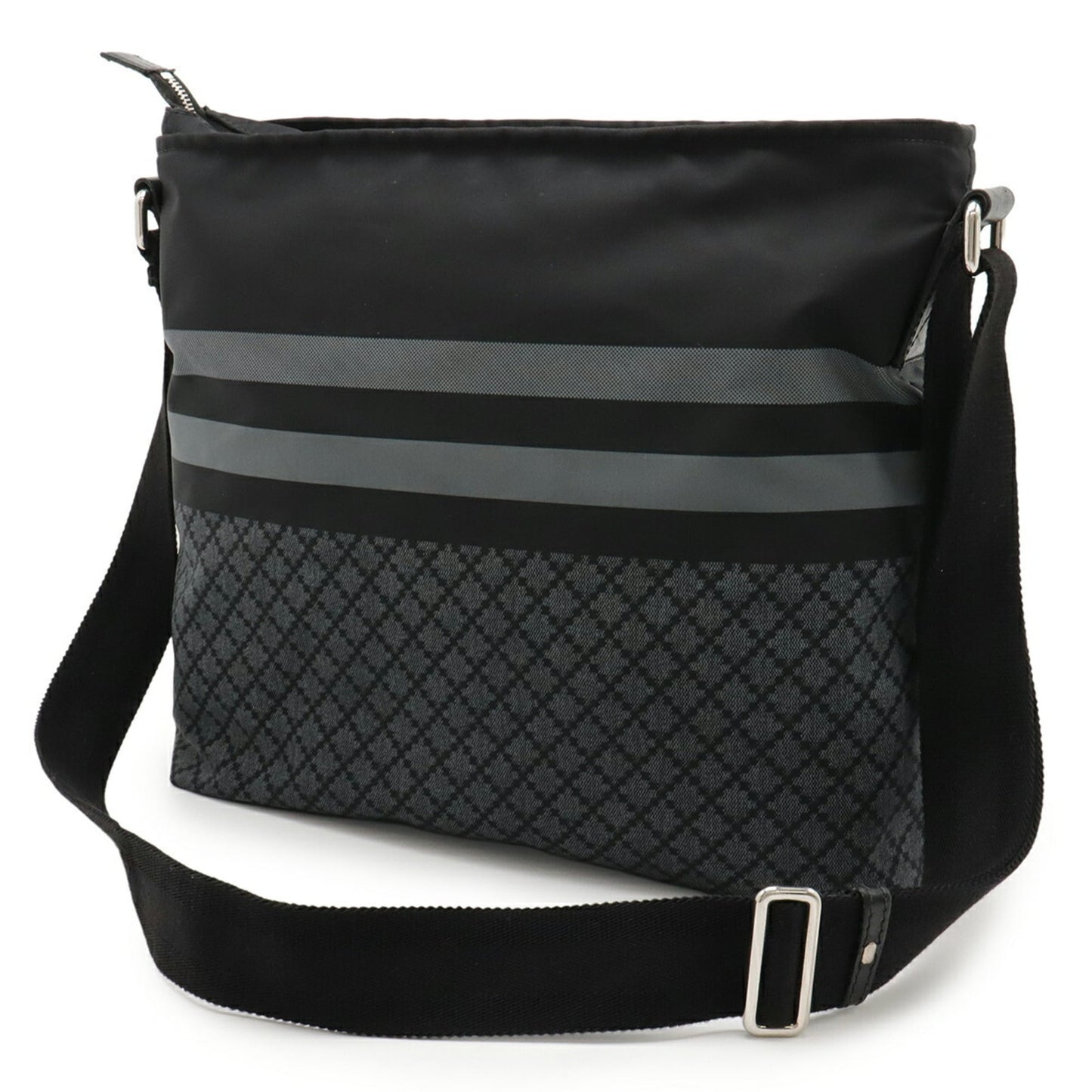 Gucci Black Gray Nylon Leather Shoulder Bag ( )