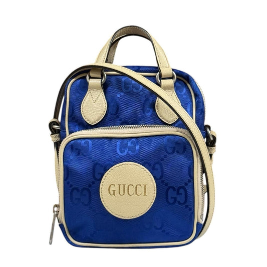 Gucci Beige Blue Nylon Leather Shoulder Bag ( )