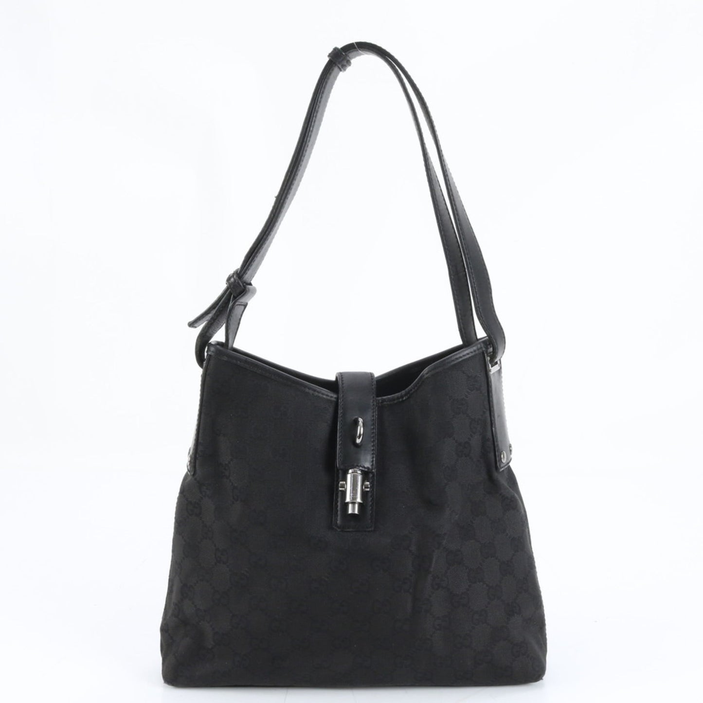 Gucci Black Leather Canvas Shoulder Bag ( )