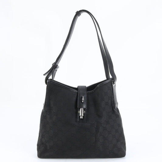 Gucci Black Leather Canvas Shoulder Bag ( )