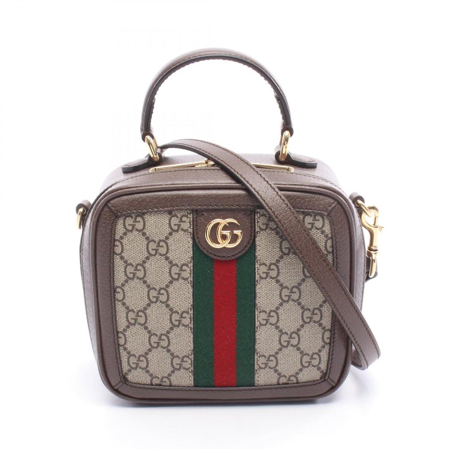 Gucci Beige Brown Multi-Color Coated Canvas Leather Handbag ( )