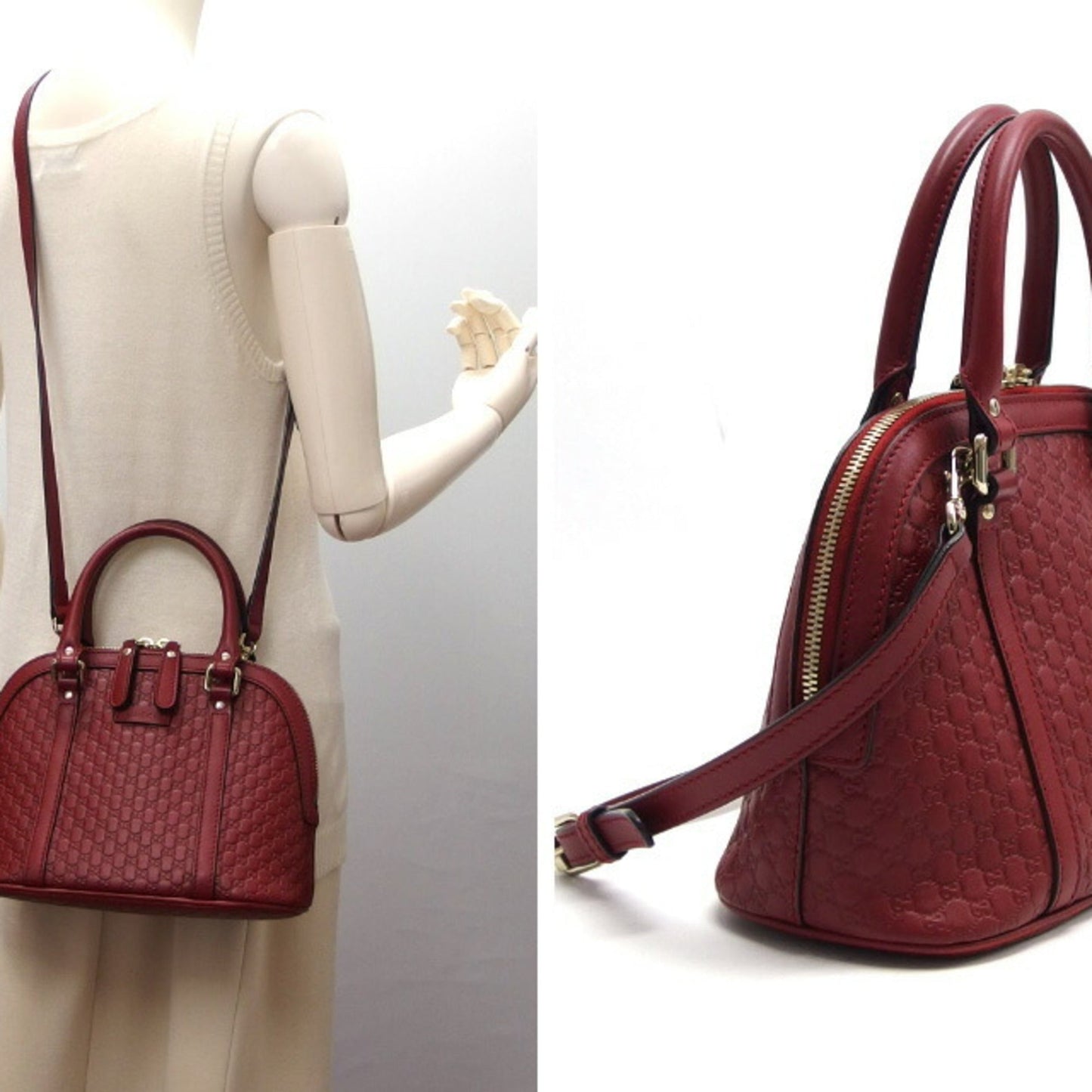 Gucci Red Color Leather Handbag Shoulder Bag ( )