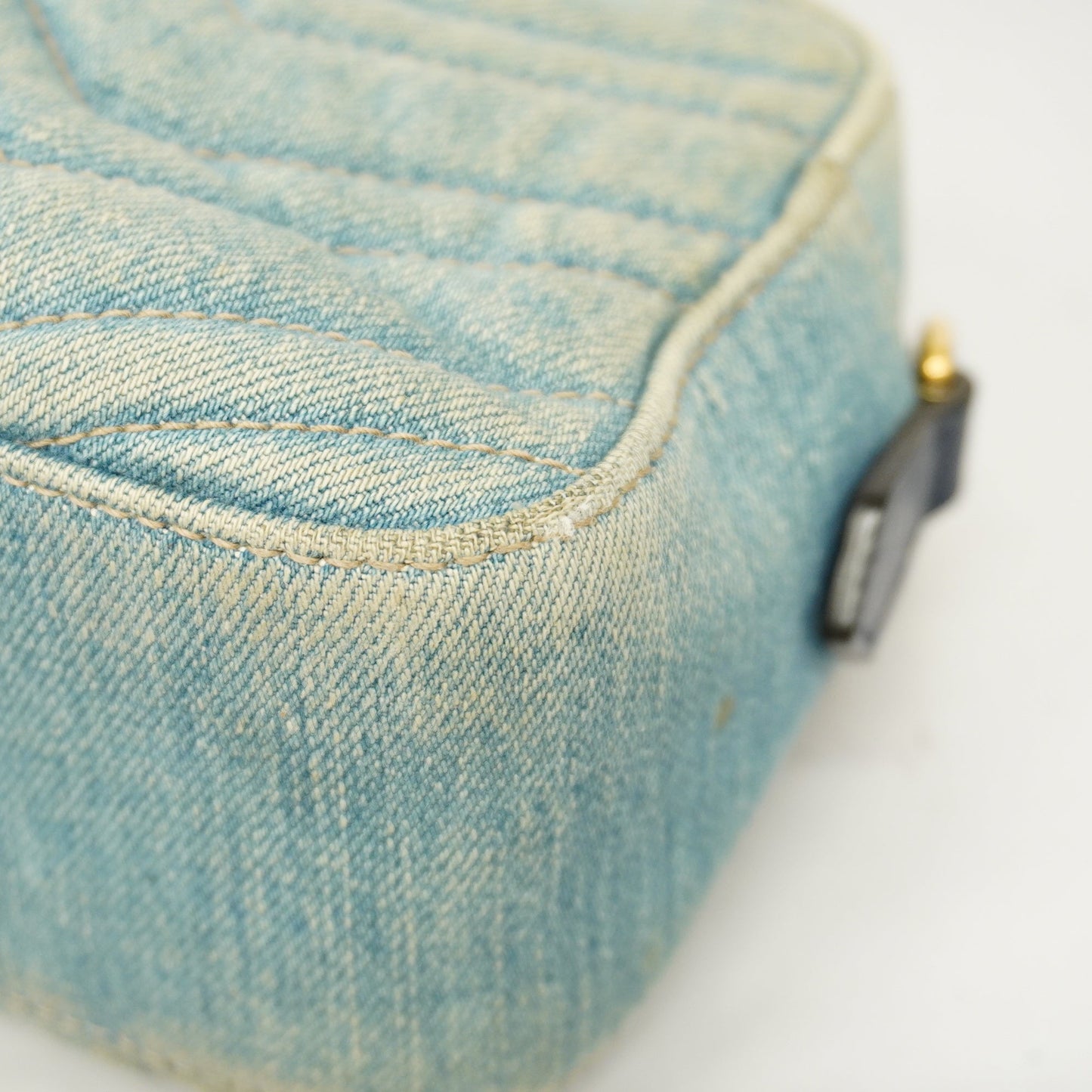 GUCCI Auth  GG Marmont Shoulder Bag Velor 447632 Women's Denim Light Blue