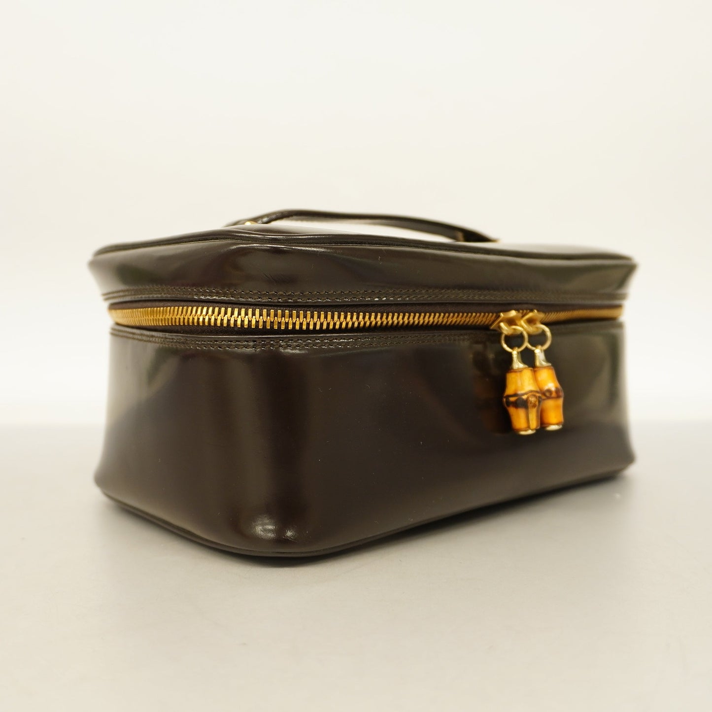 GUCCI Auth  Bamboo Vanity Bag 032 1956 0150 Women's Leather Vanity Bag Brown