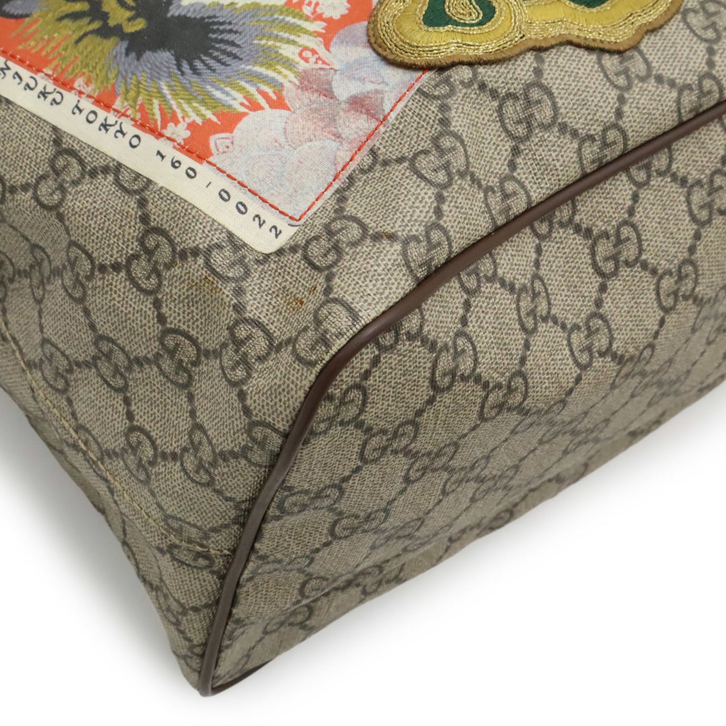 Gucci Beige Beige Brown Brown Multi-Color Gg Supreme Canvas Pvc Leather Shoulder Bag Tote Bag ( )