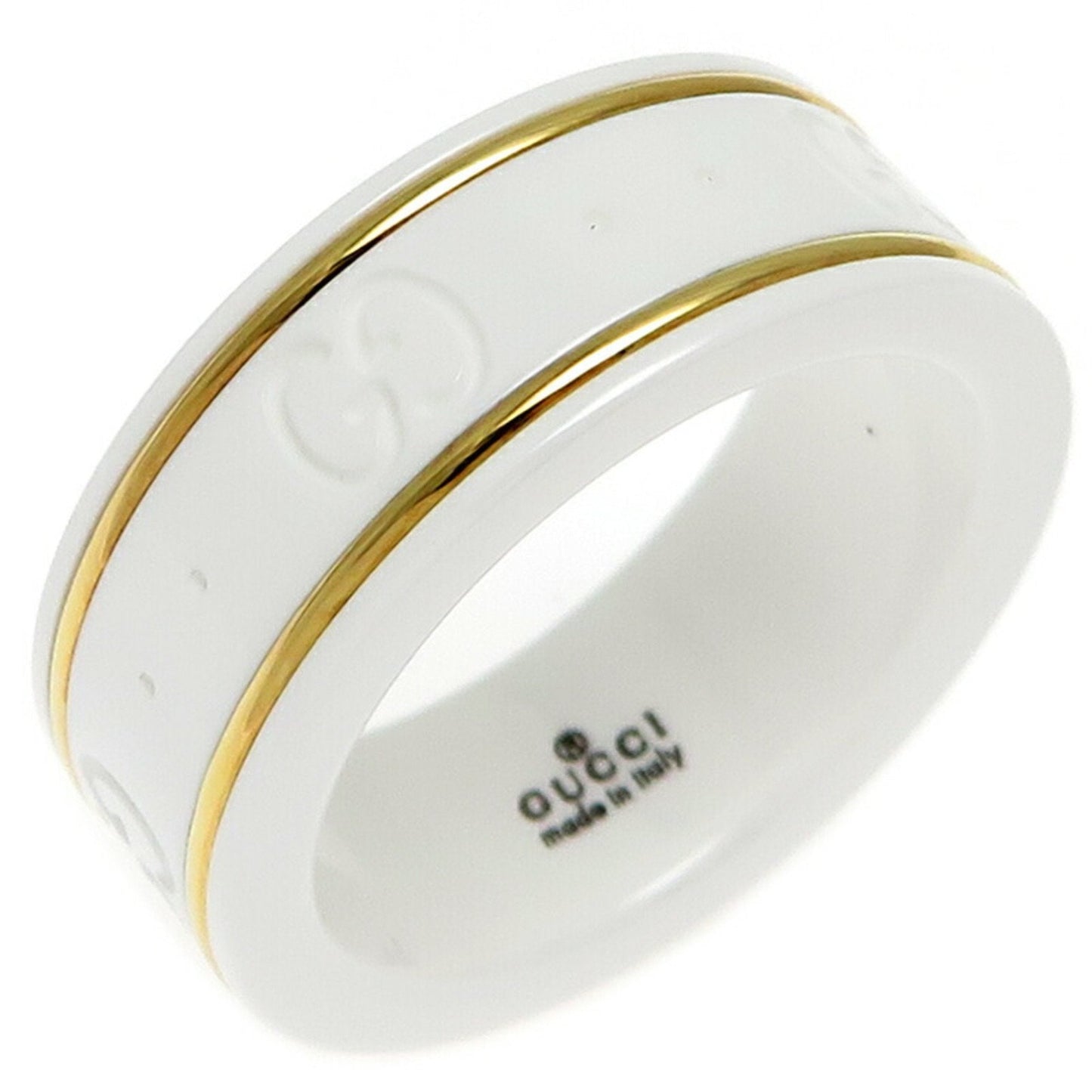 Gucci White Yellow Gold Yellow Gold (18K) Ceramic Band Ring ( )