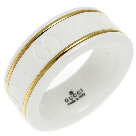 Gucci White Yellow Gold Yellow Gold (18K) Ceramic Band Ring ( )