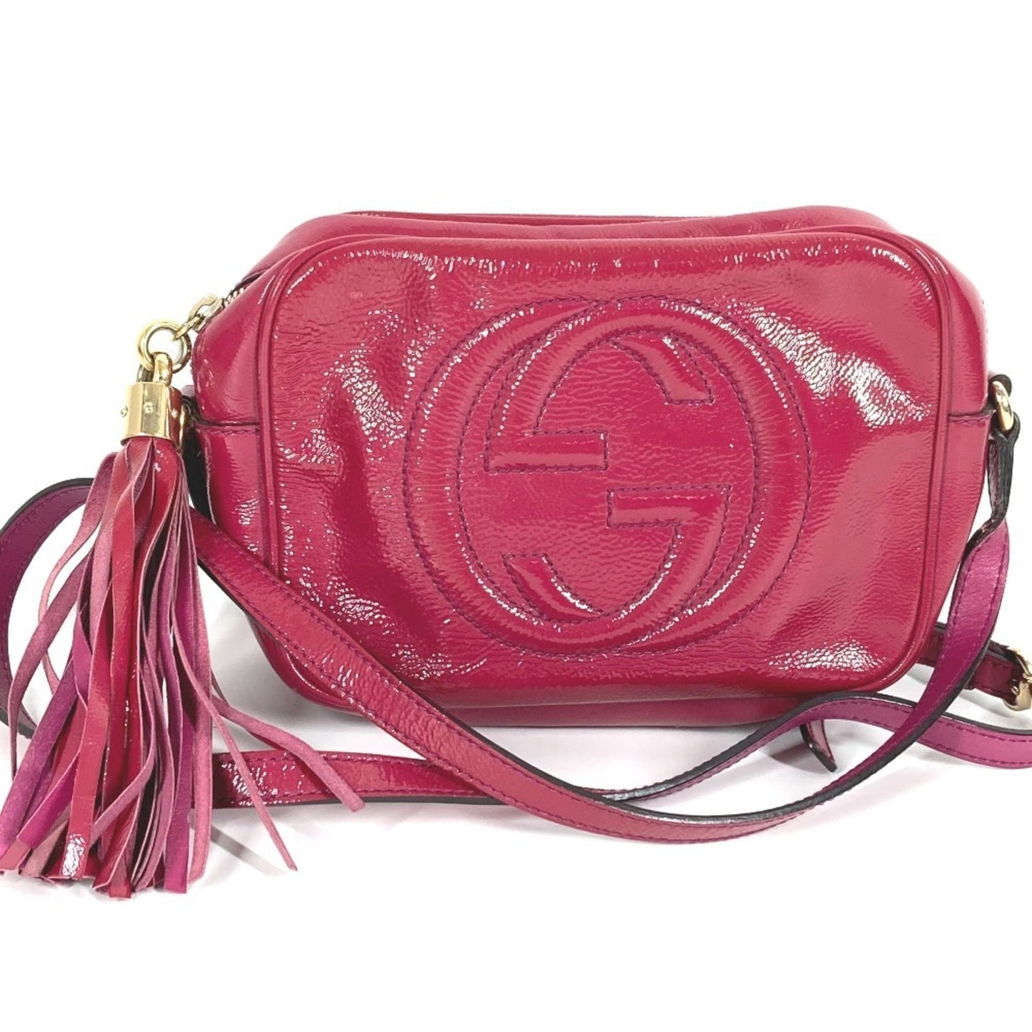 Gucci Soho Purple Patent Leather Pochette Shoulder Bag ( )