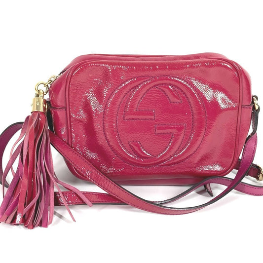 Gucci Soho Purple Patent Leather Pochette Shoulder Bag ( )
