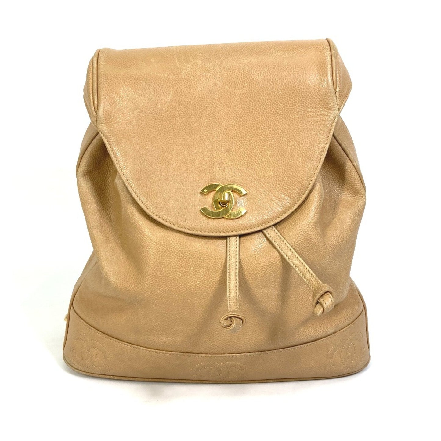 Chanel backpack bag with pouch bag turnlock   Backpack Beige