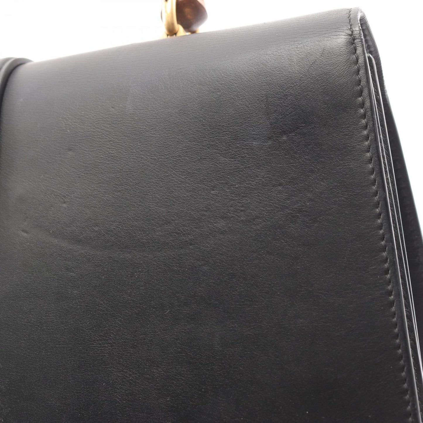 Gucci Black Green Red Color Leather Handbag ( )