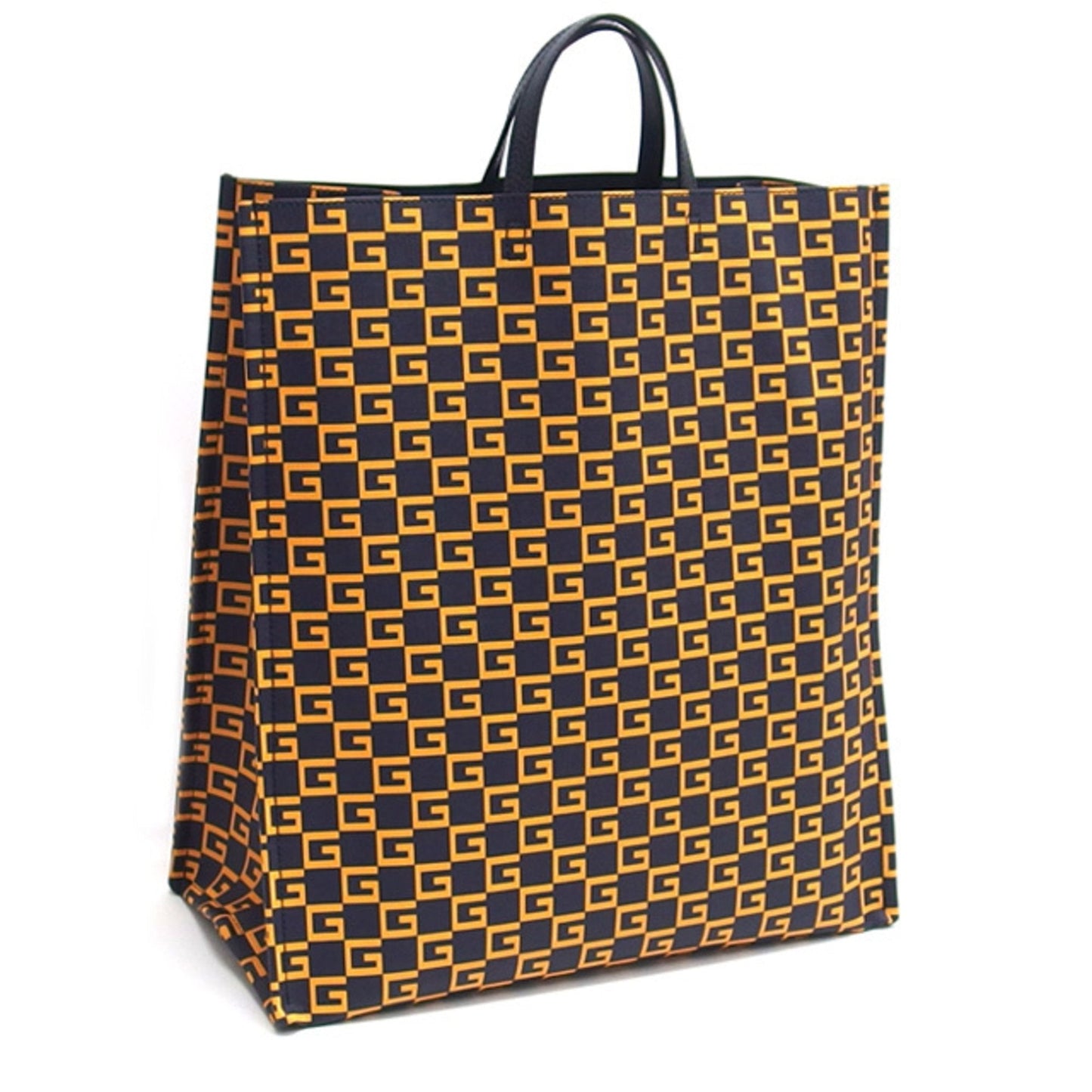 Gucci Navy Leather Canvas Tote