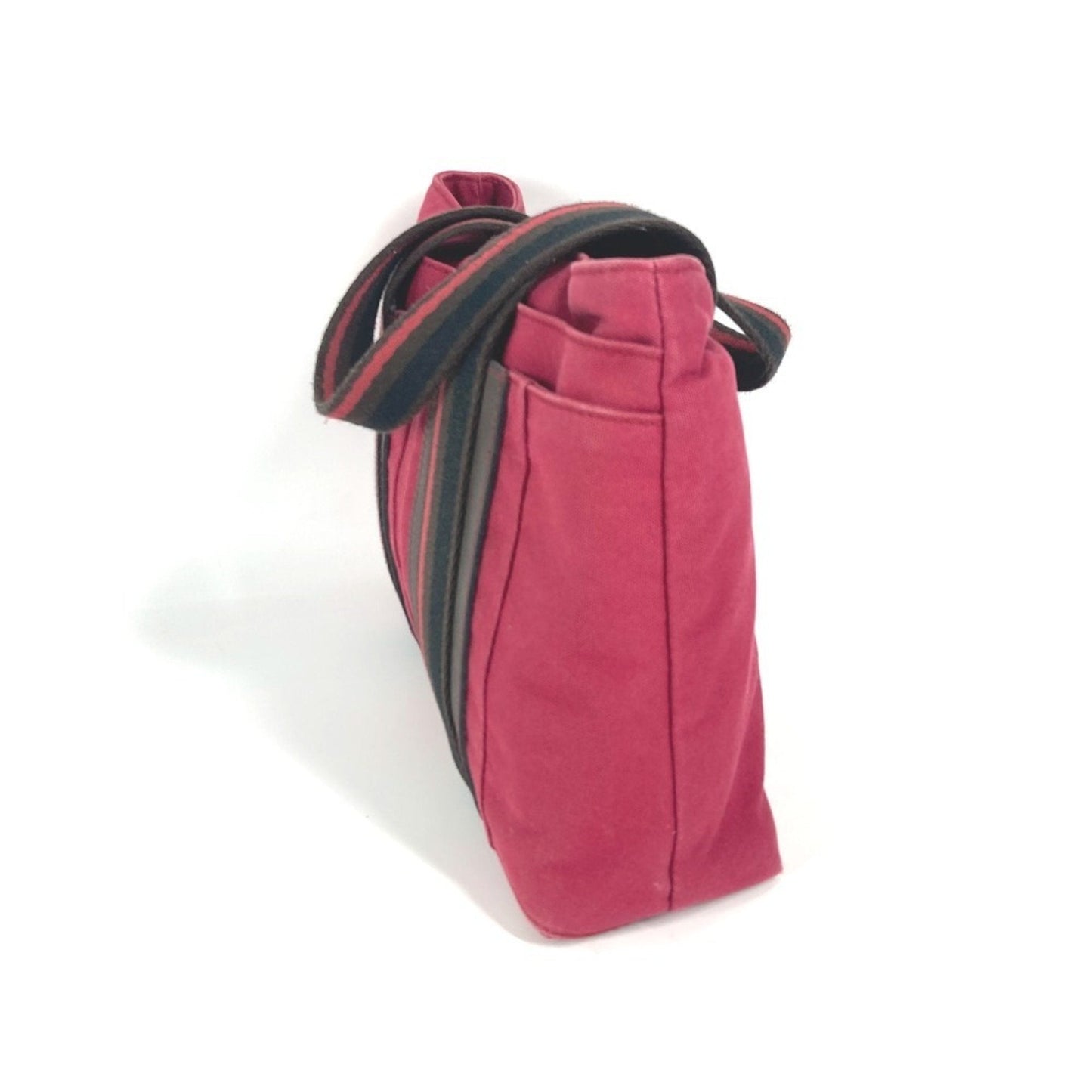 Hermes Brown Red Color Canvas Handbag Tote Bag ( )