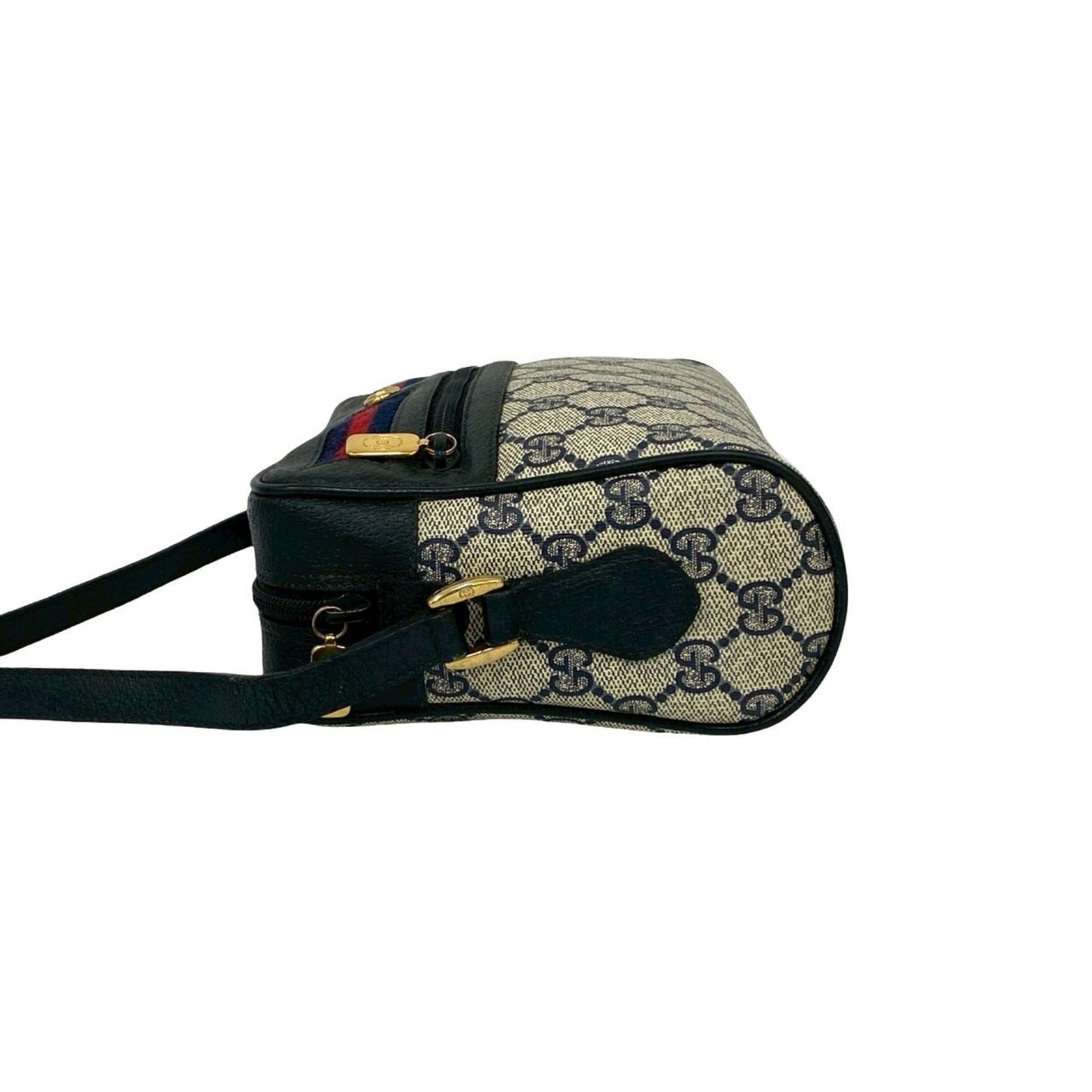 Gucci Navy Red Color Leather Pvc Pochette Shoulder Bag ( )