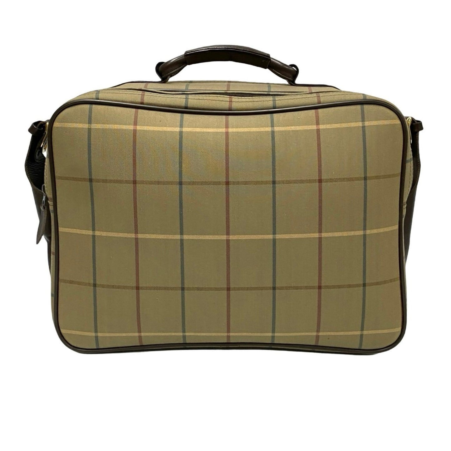 Burberry Brown Khaki Canvas Leather Boston Bag Shoulder Bag ( )