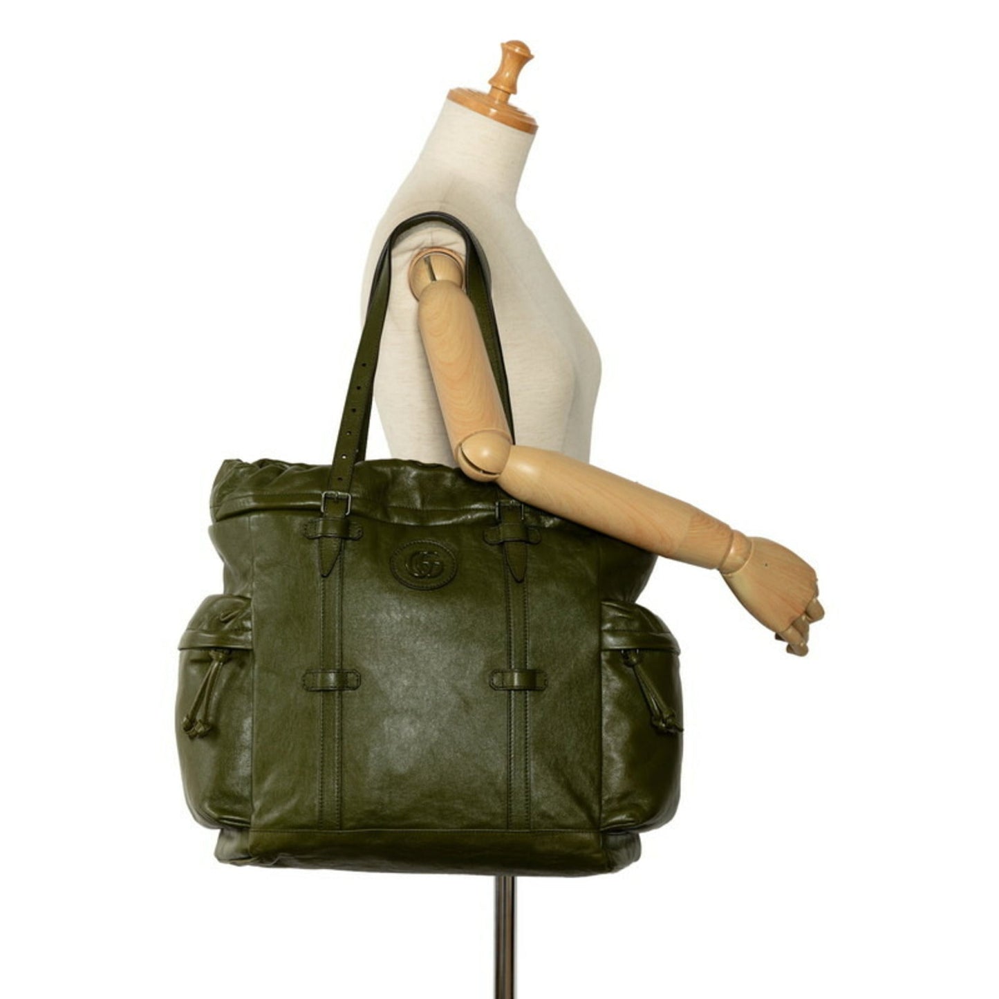 Gucci Khaki Leather Tote Bag ( )