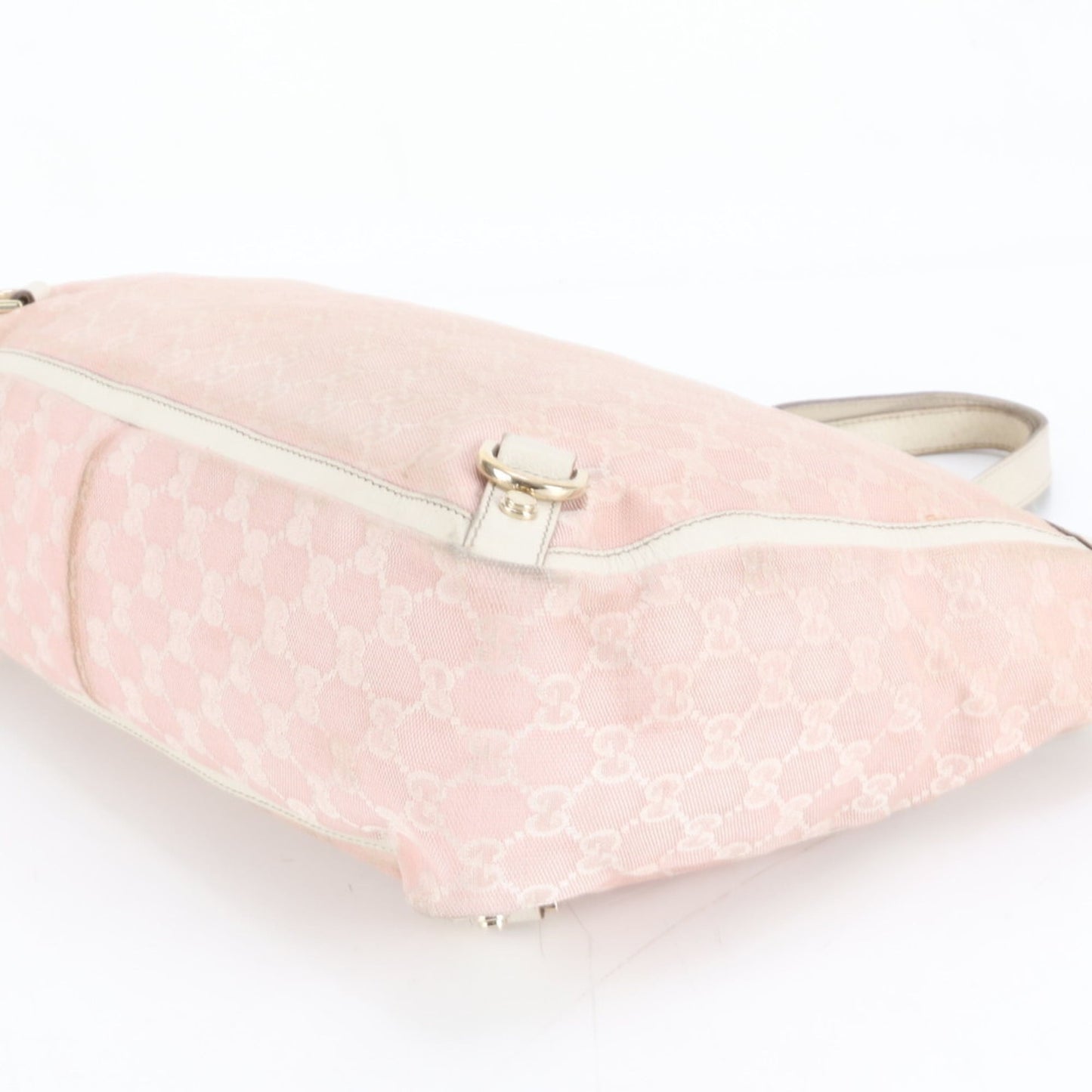 Gucci Pink Beige Leather Canvas Tote Bag ( )