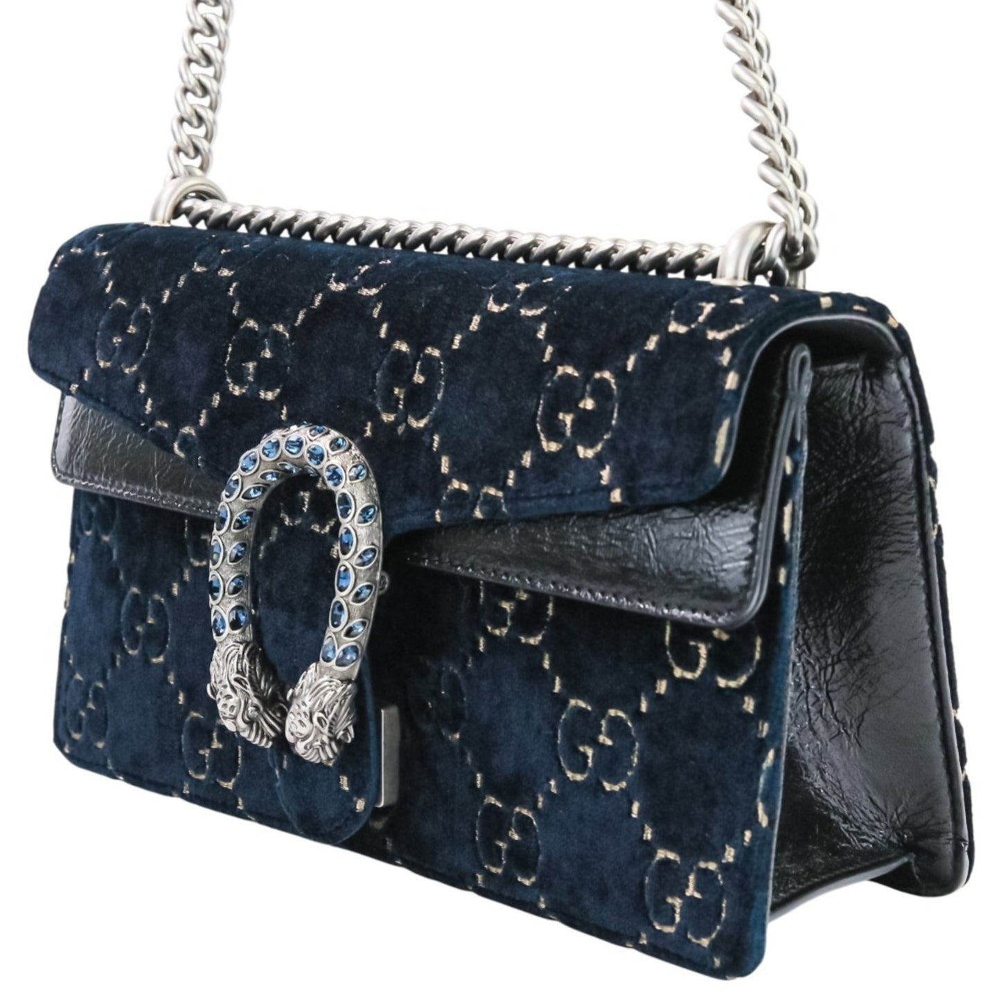 Gucci Navy Velvet Shoulder Bag ( )