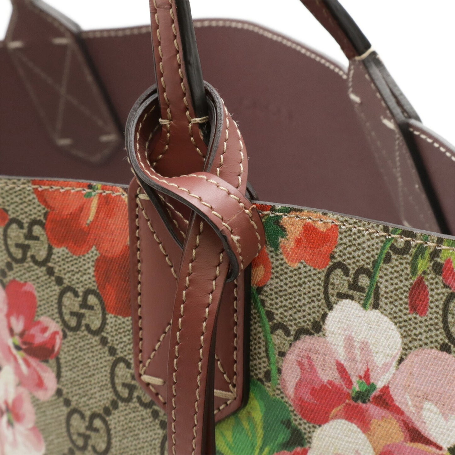 Gucci Gg Blooms Beige Pink Multi-Color Gg Supreme Leather Shoulder Bag Tote Bag ( )