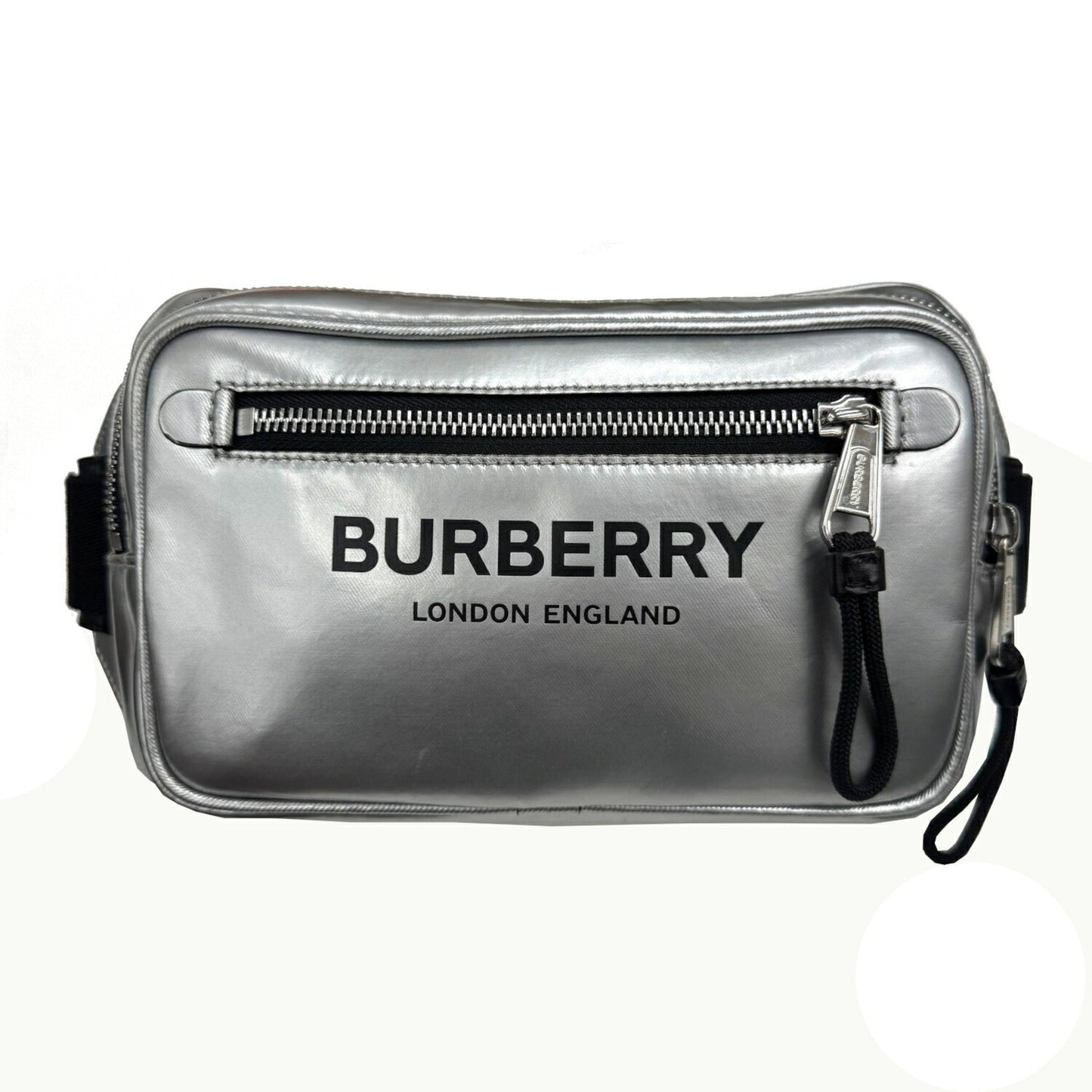Burberry Metallic Silver Canvas Leather Shoulder Bag Sling Bag ( )