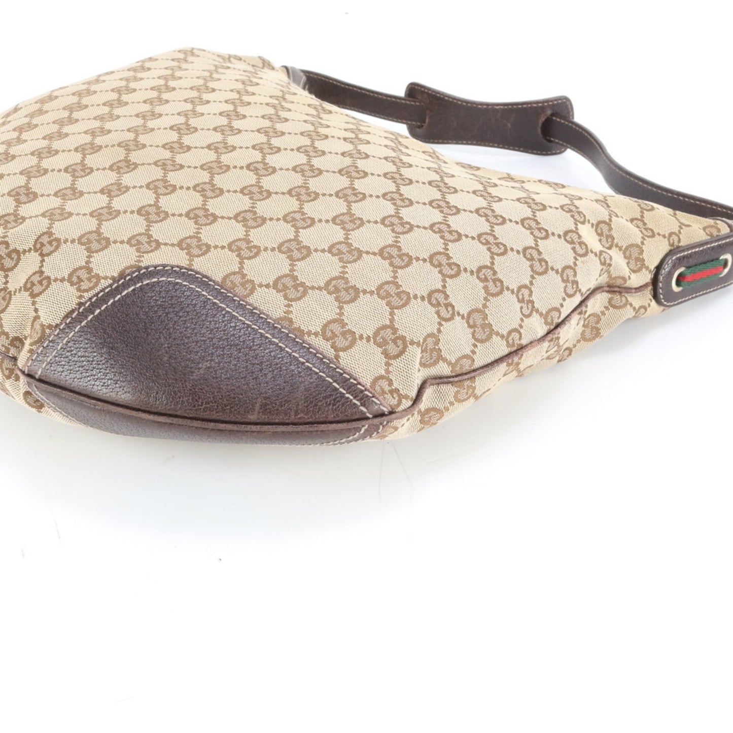 Gucci Brown Leather Canvas Shoulder Bag ( )