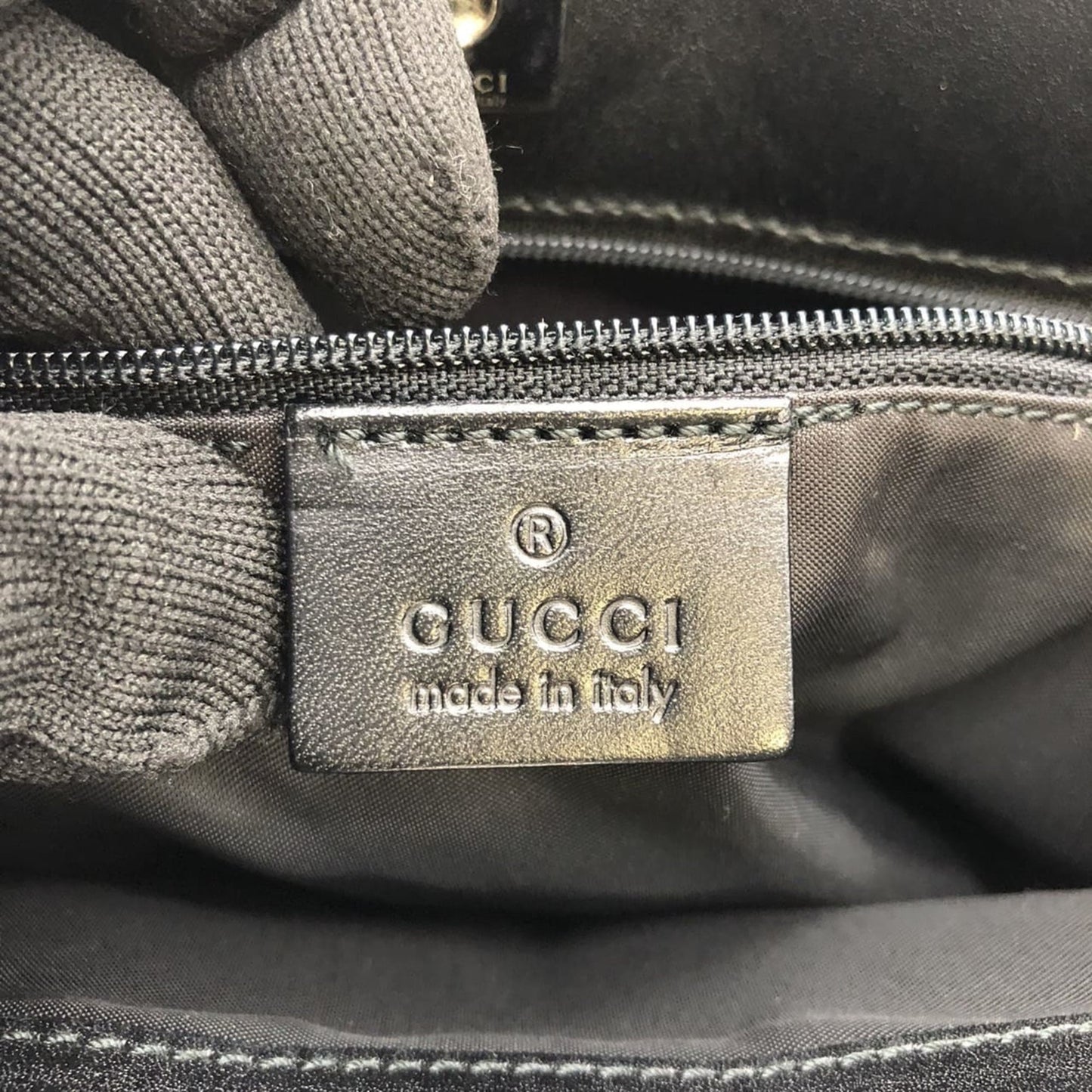 Gucci Black Nylon Leather Handbag ( )