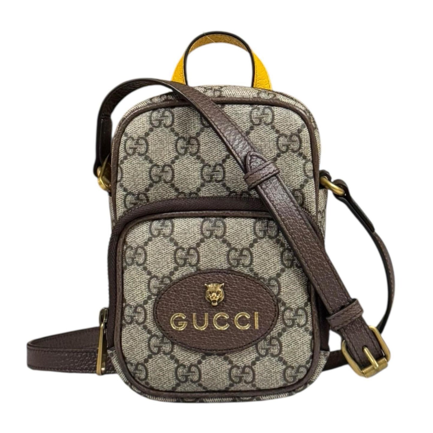 Gucci Beige Brown Yellow Gg Supreme Shoulder Bag ( )